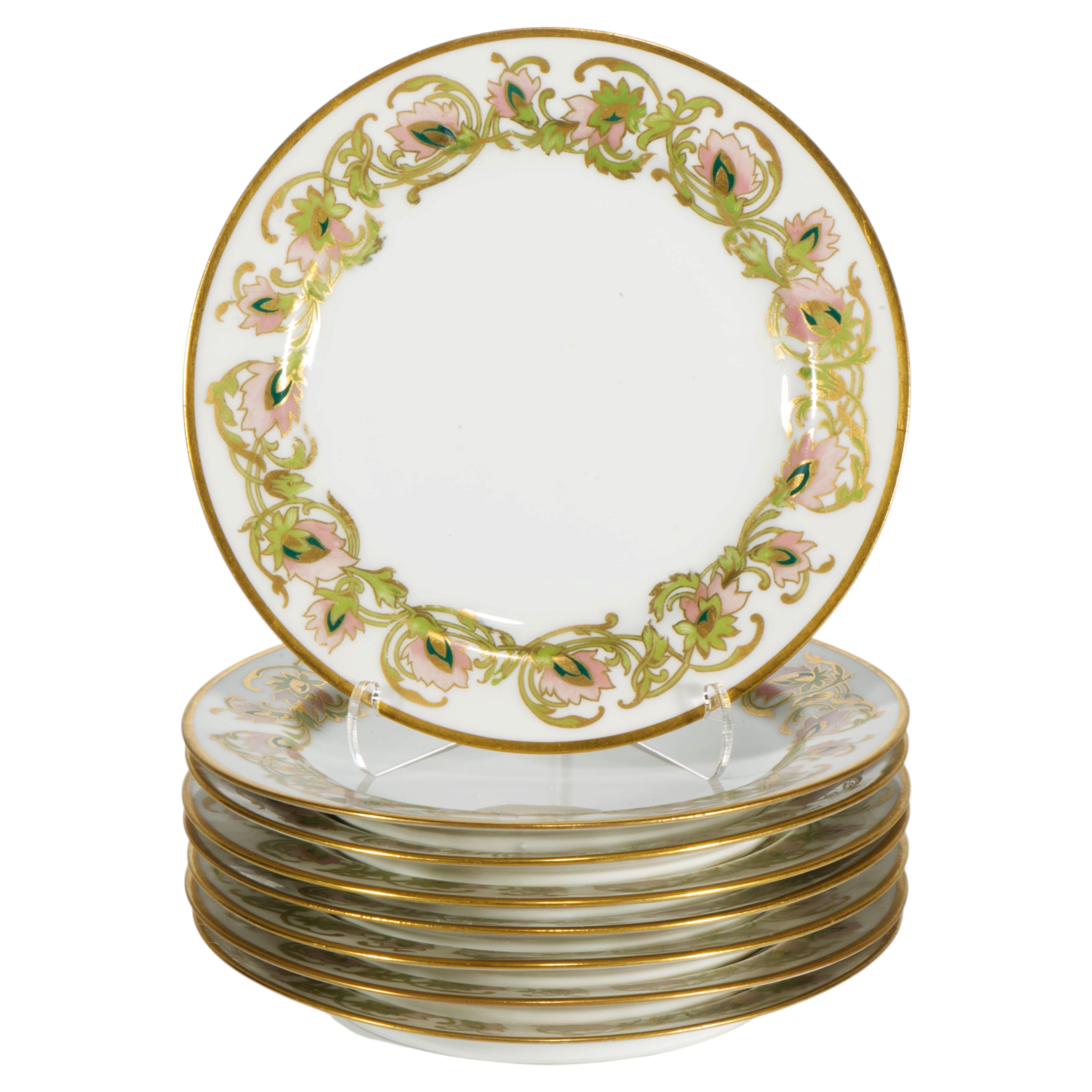 Haviland Limoges Art Deco Set of 8 Porcelain Dessert Snack Plates