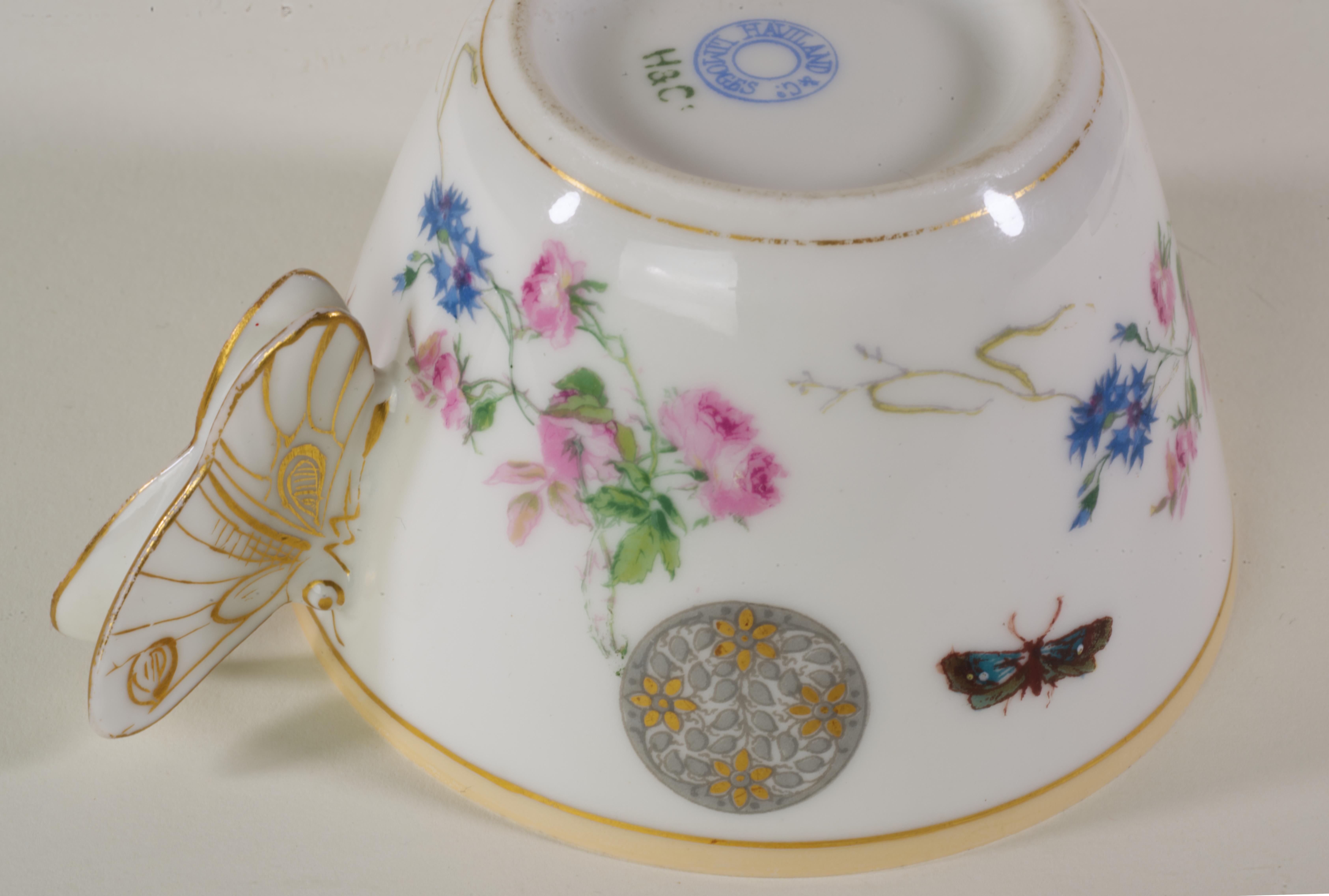 Haviland Limoges Butterfly Handled Cup and saucer set, 1879-1889, Aesthetic  For Sale 7