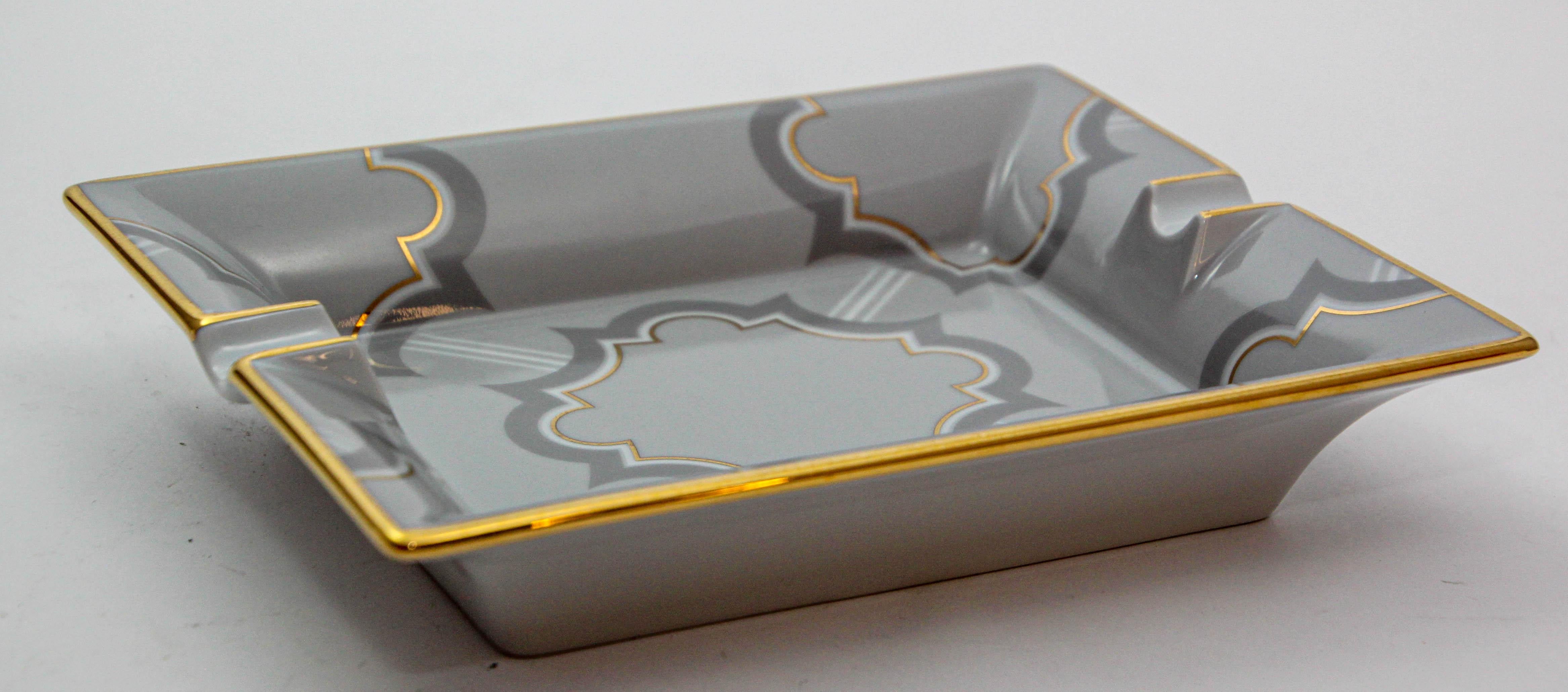 HAVILAND Limoges Cigar Ashtray Catchall with Mosaic Design 13