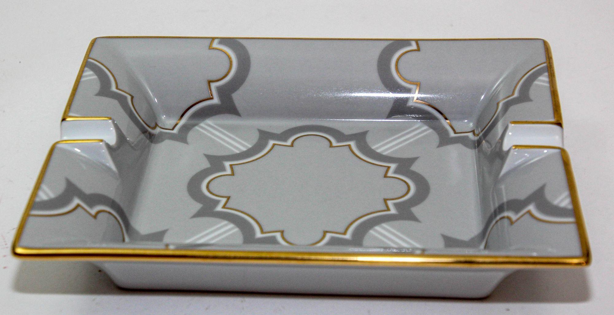 Modern HAVILAND Limoges Cigar Ashtray Catchall with Mosaic Design