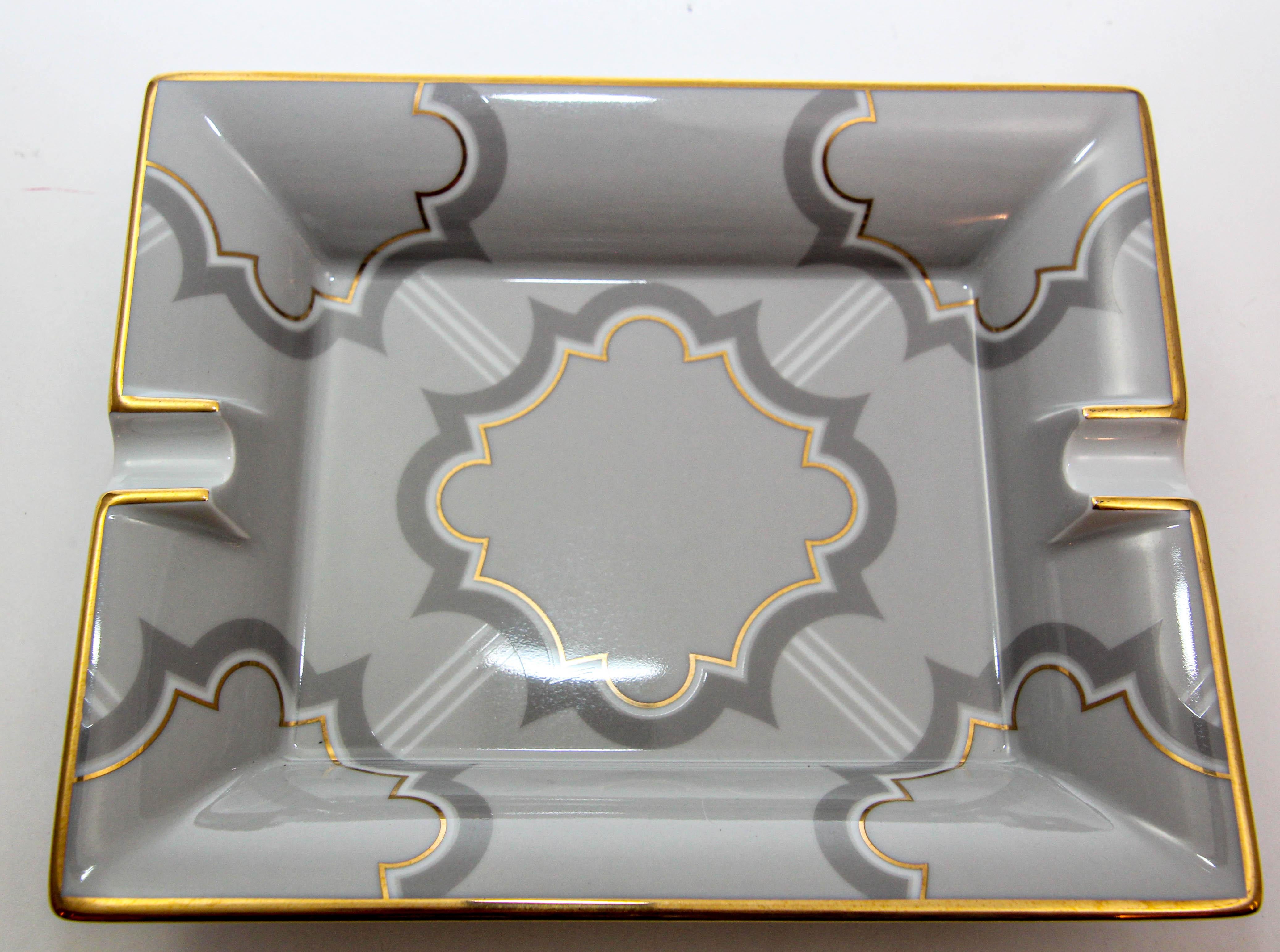 HAVILAND Limoges Cigar Ashtray Catchall with Mosaic Design In Good Condition In North Hollywood, CA