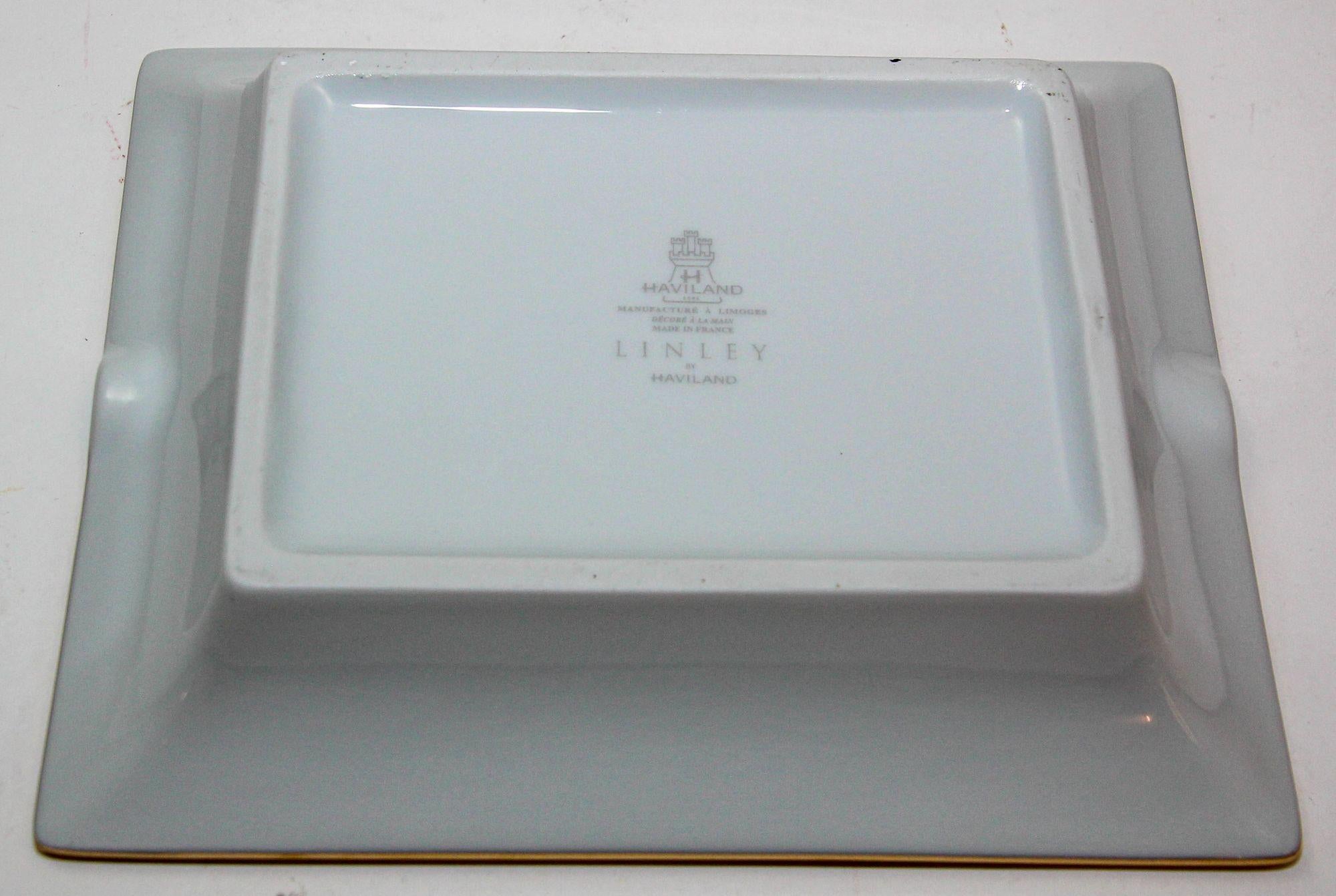 Hand-Painted HAVILAND Limoges Cigar Ashtray Catchall with Mosaic Design