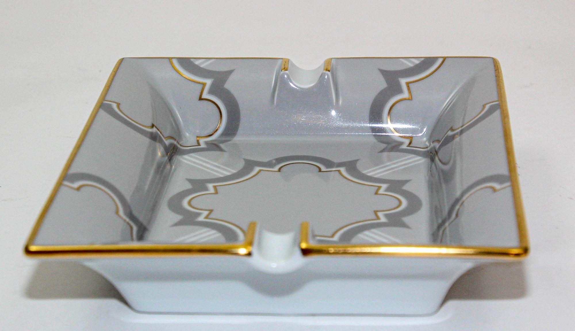 20th Century HAVILAND Limoges Cigar Ashtray Catchall with Mosaic Design