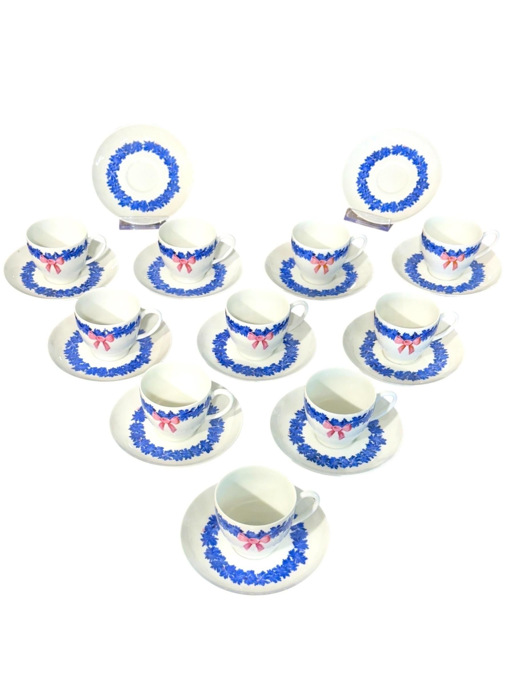 Haviland Limoges Kaffeeservice mit blauen und rosa Blumenmotiven im Angebot 2