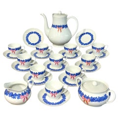 Haviland Limoges Kaffeeservice mit blauen und rosa Blumenmotiven