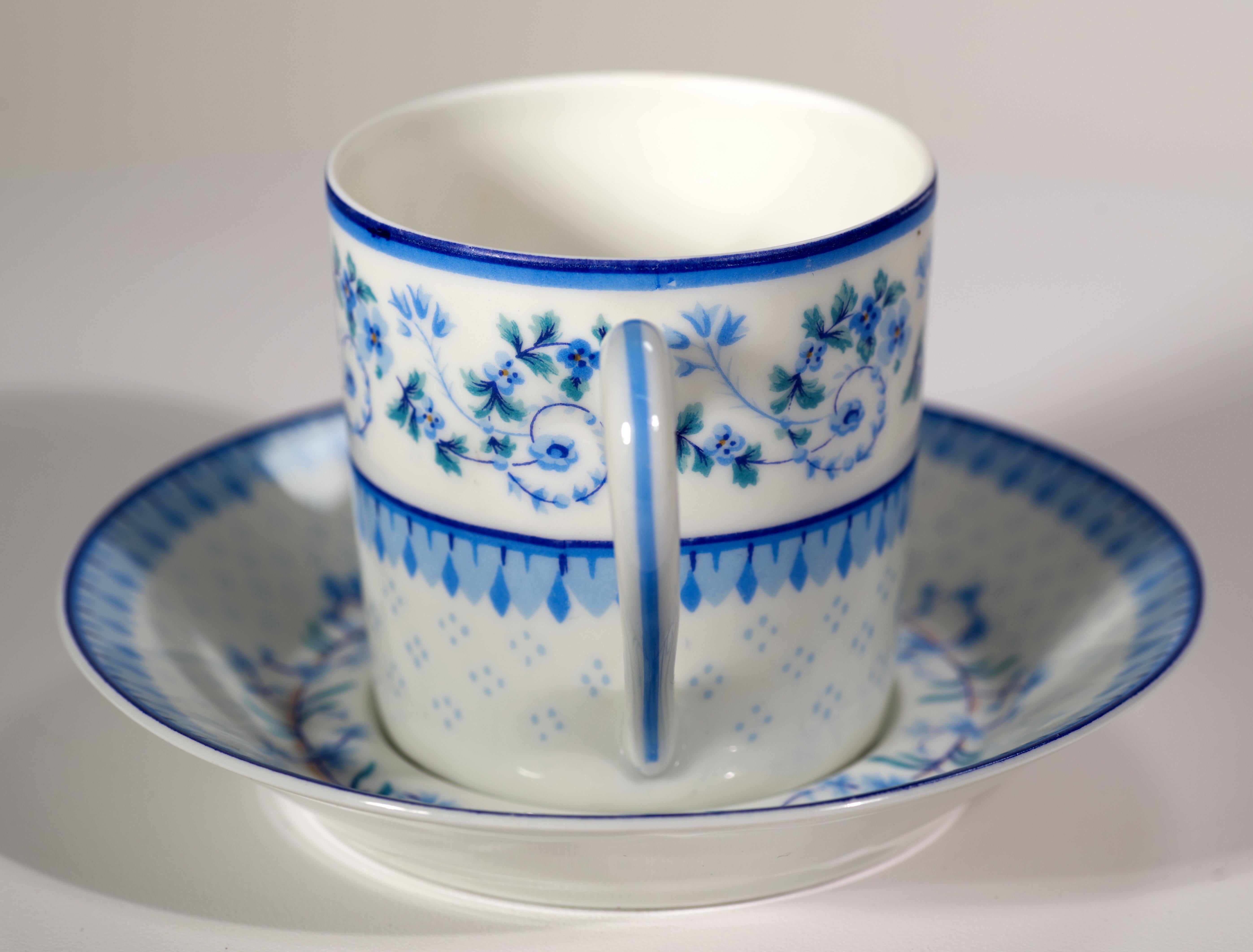 Mid-Century Modern Haviland Limoges Demitasse Cup and Saucer, Corolle Pattern, 1958-1967
