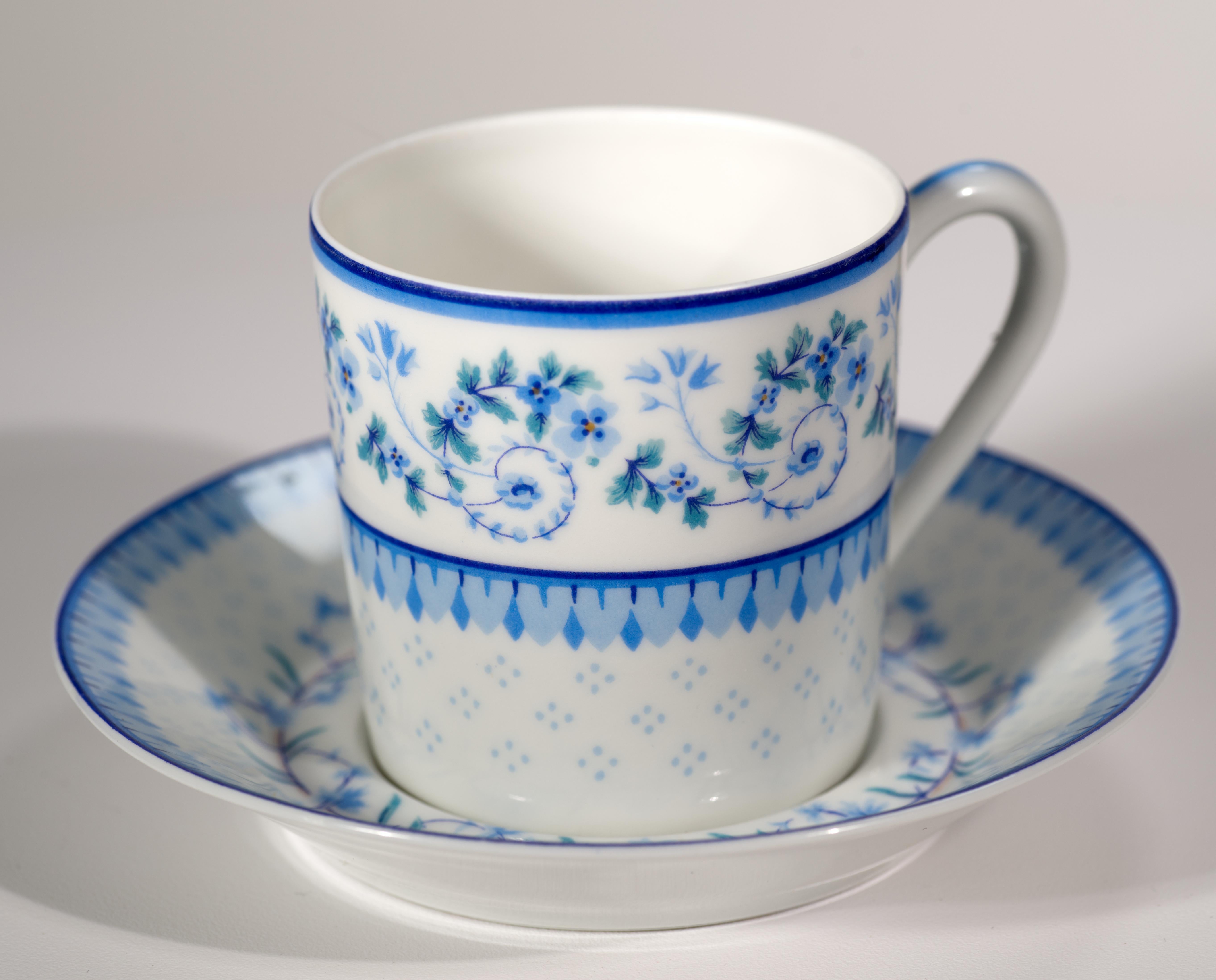 French Haviland Limoges Demitasse Cup and Saucer, Corolle Pattern, 1958-1967