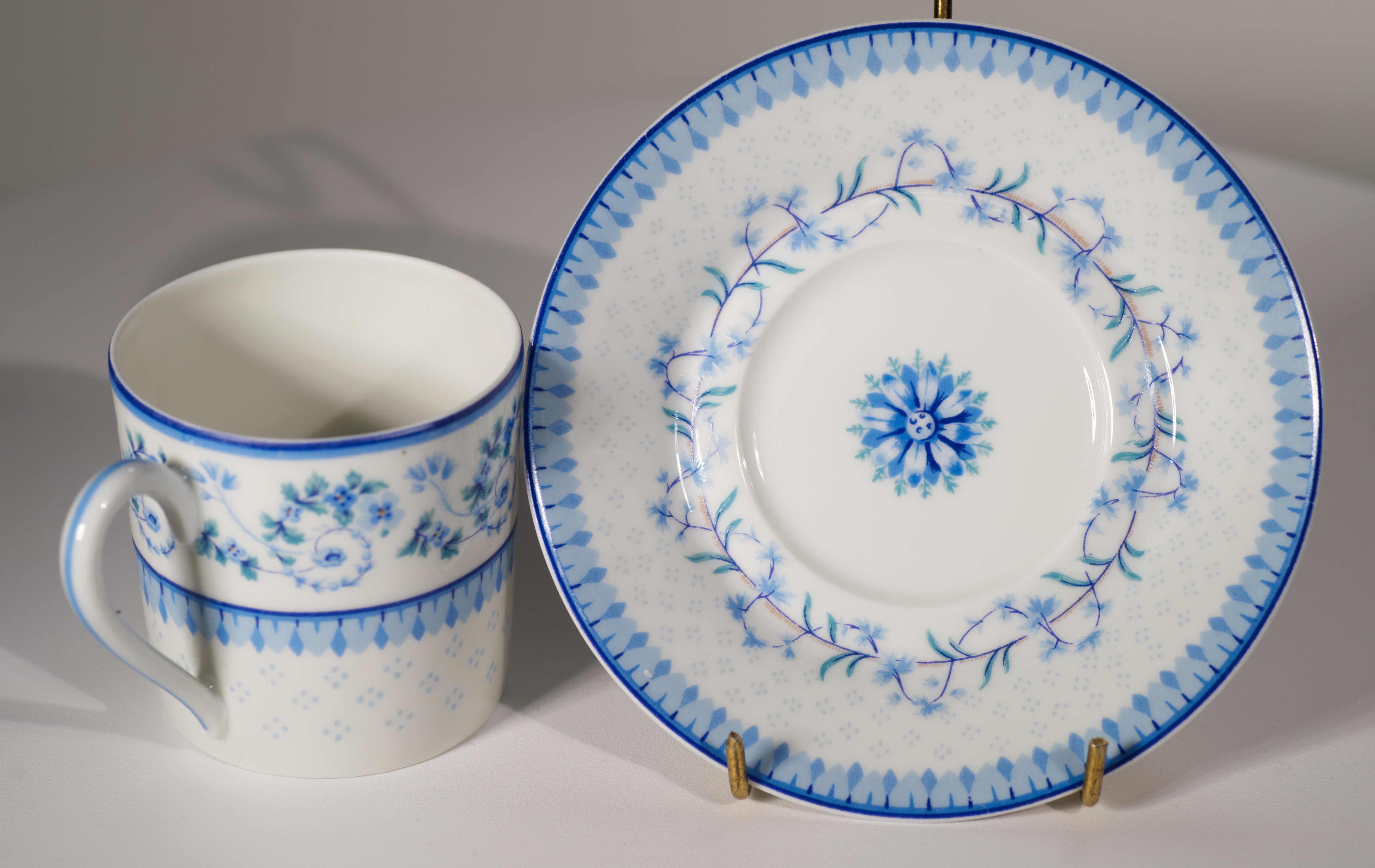 20th Century Haviland Limoges Demitasse Cup and Saucer, Corolle Pattern, 1958-1967