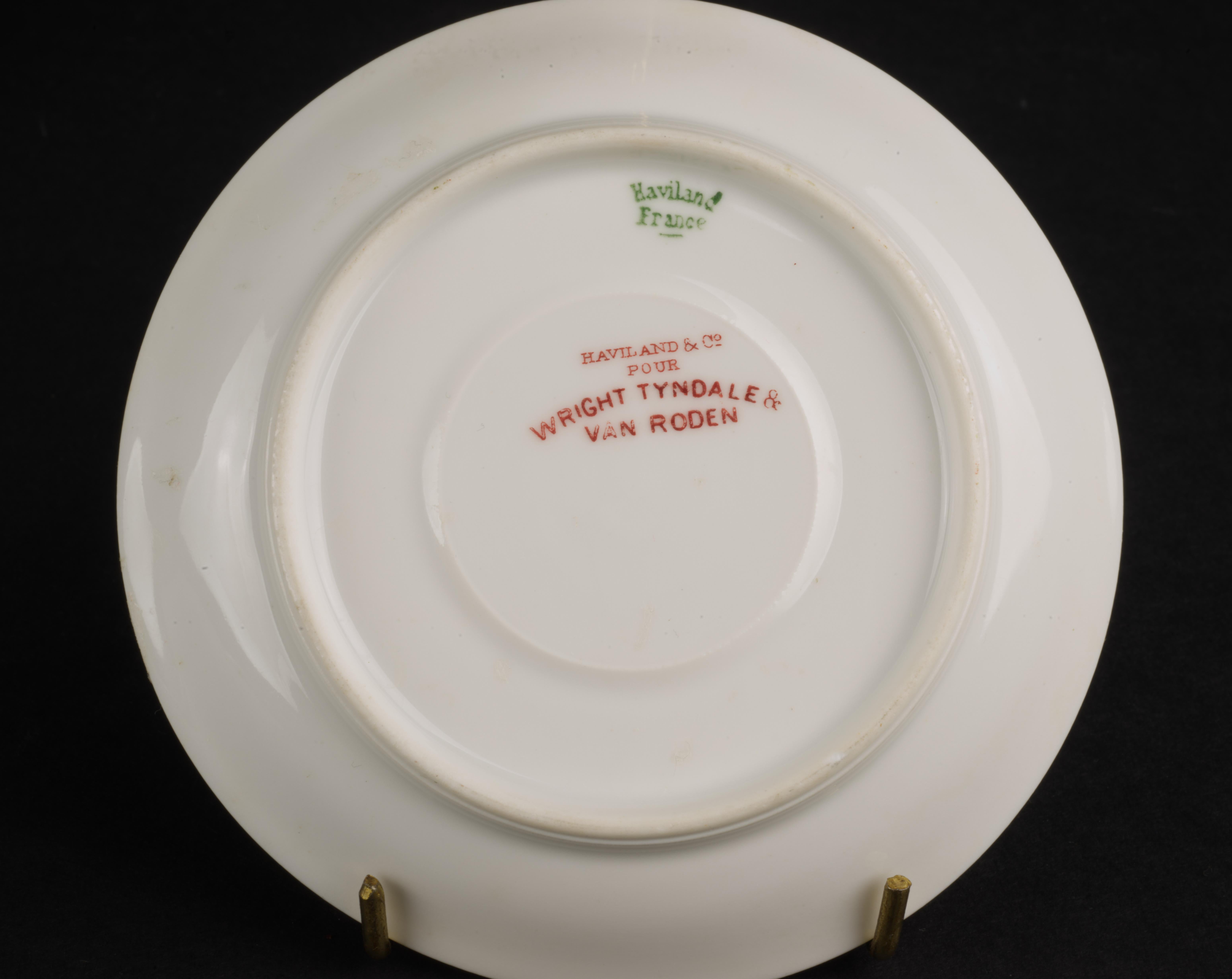 Porcelain Haviland Limoges Demitasse Cup and Saucer Set Bone China, Art Deco For Sale
