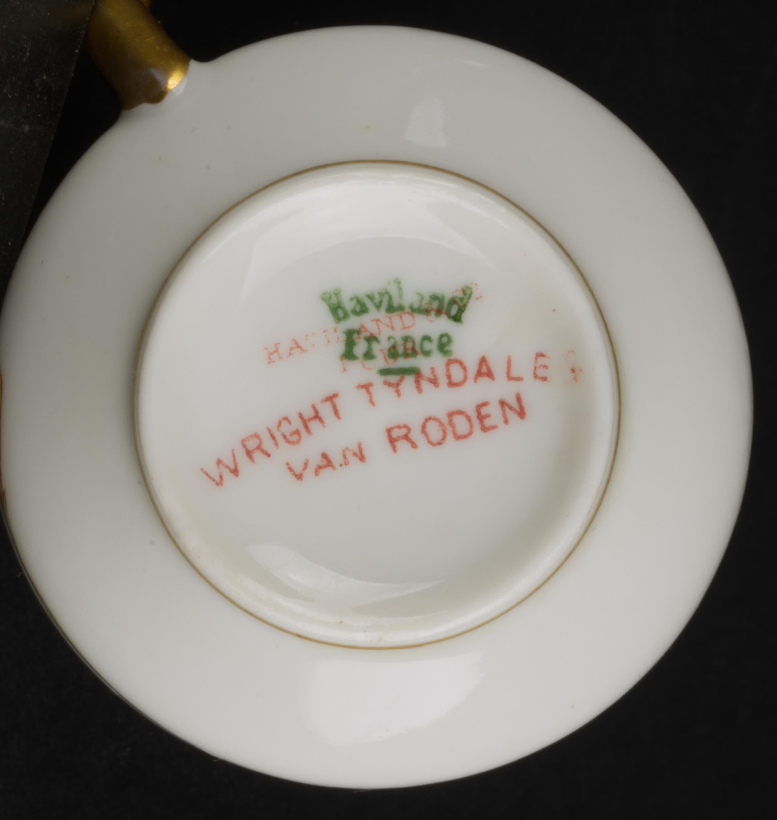 20th Century Haviland Limoges Demitasse Cup and Saucer Set Bone China, Art Deco For Sale