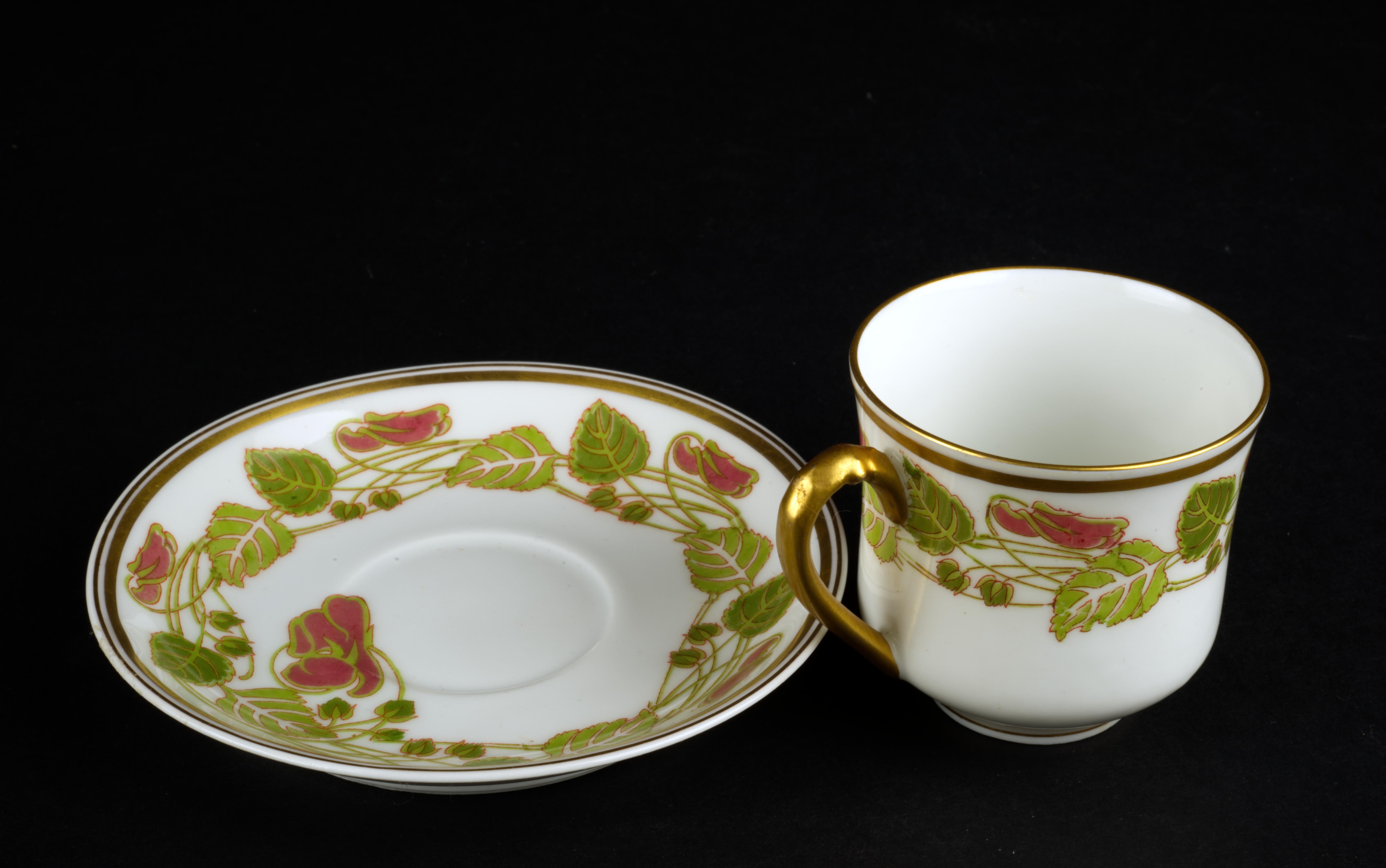 Haviland Limoges Demitasse Cup and Saucer Set Bone China, Art Deco For Sale 1