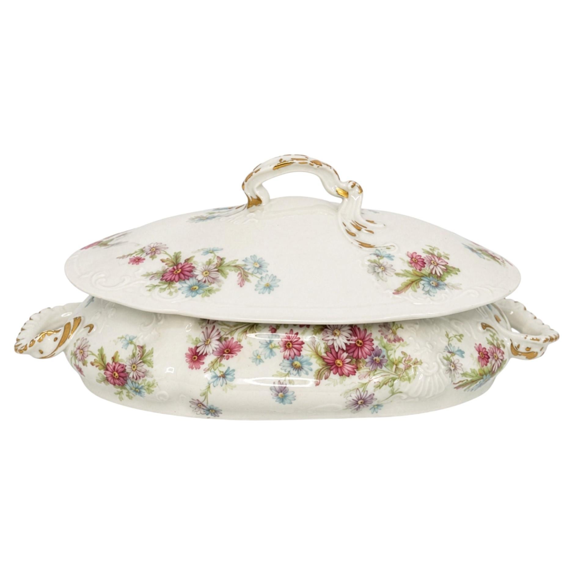 Haviland Limoges Floral Porcelain Covered Serving Dish, France