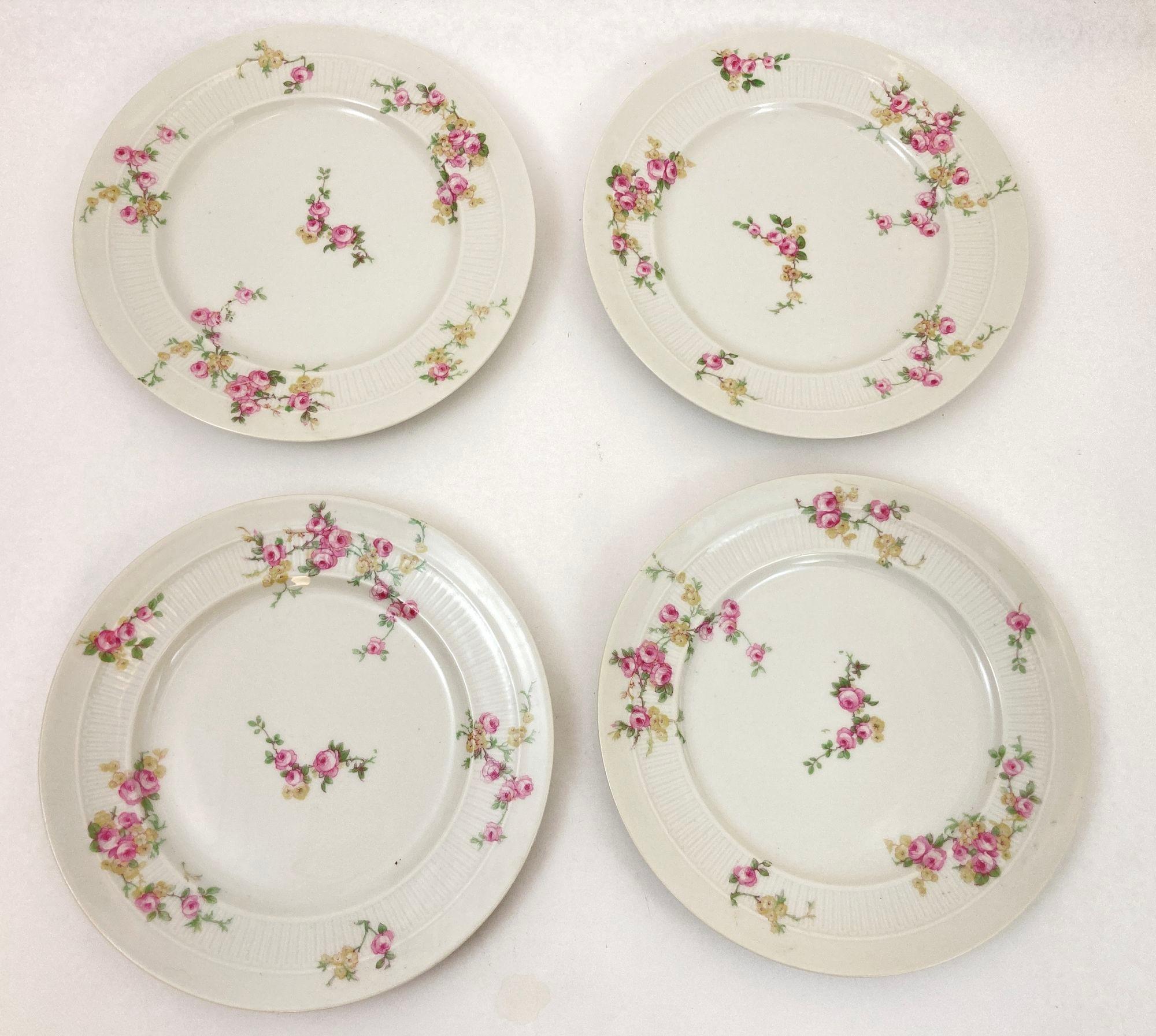 Haviland Limoges Set de 4 platos florales de porcelana Luis XIV en venta