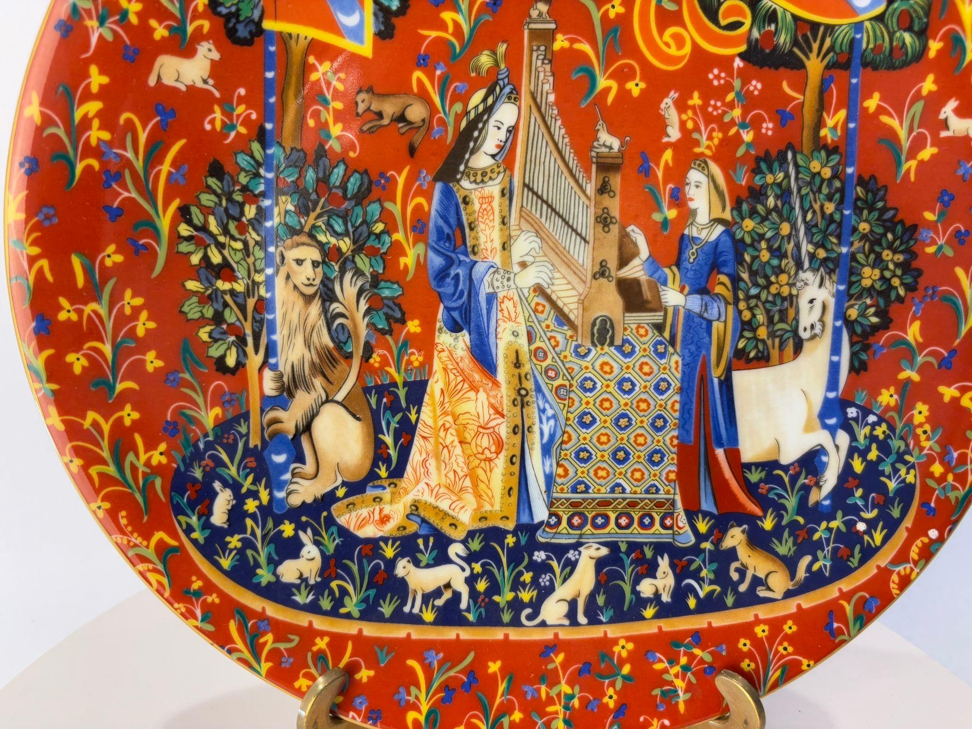 Haviland Limoges Francia Plato decorativo La Chasse a La Licorne 1979 Ed. limitada Pintado a mano en venta