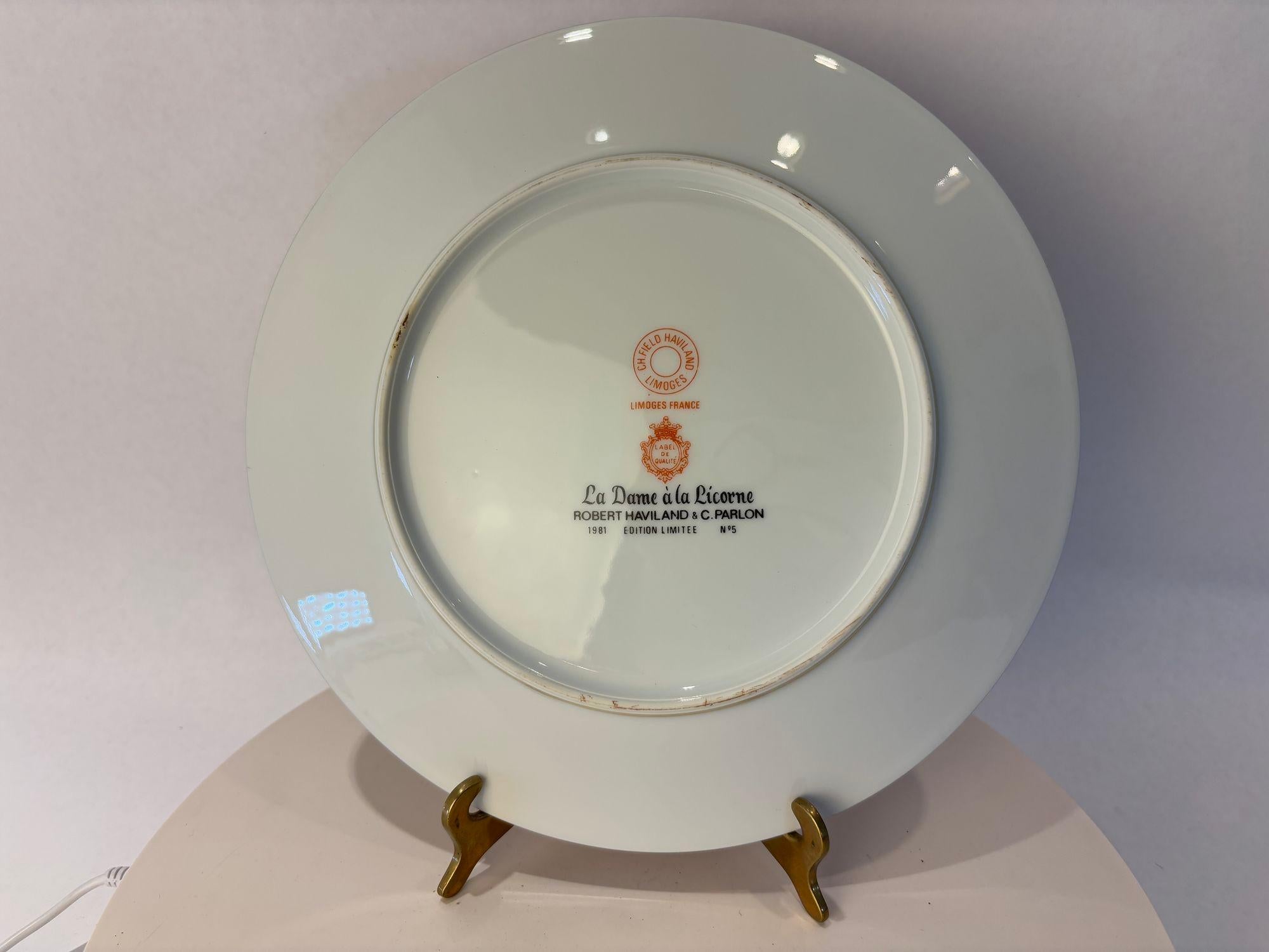 Haviland Limoges France Decorative Plate La Chasse a La Licorne 1981 Limited Ed. For Sale 4