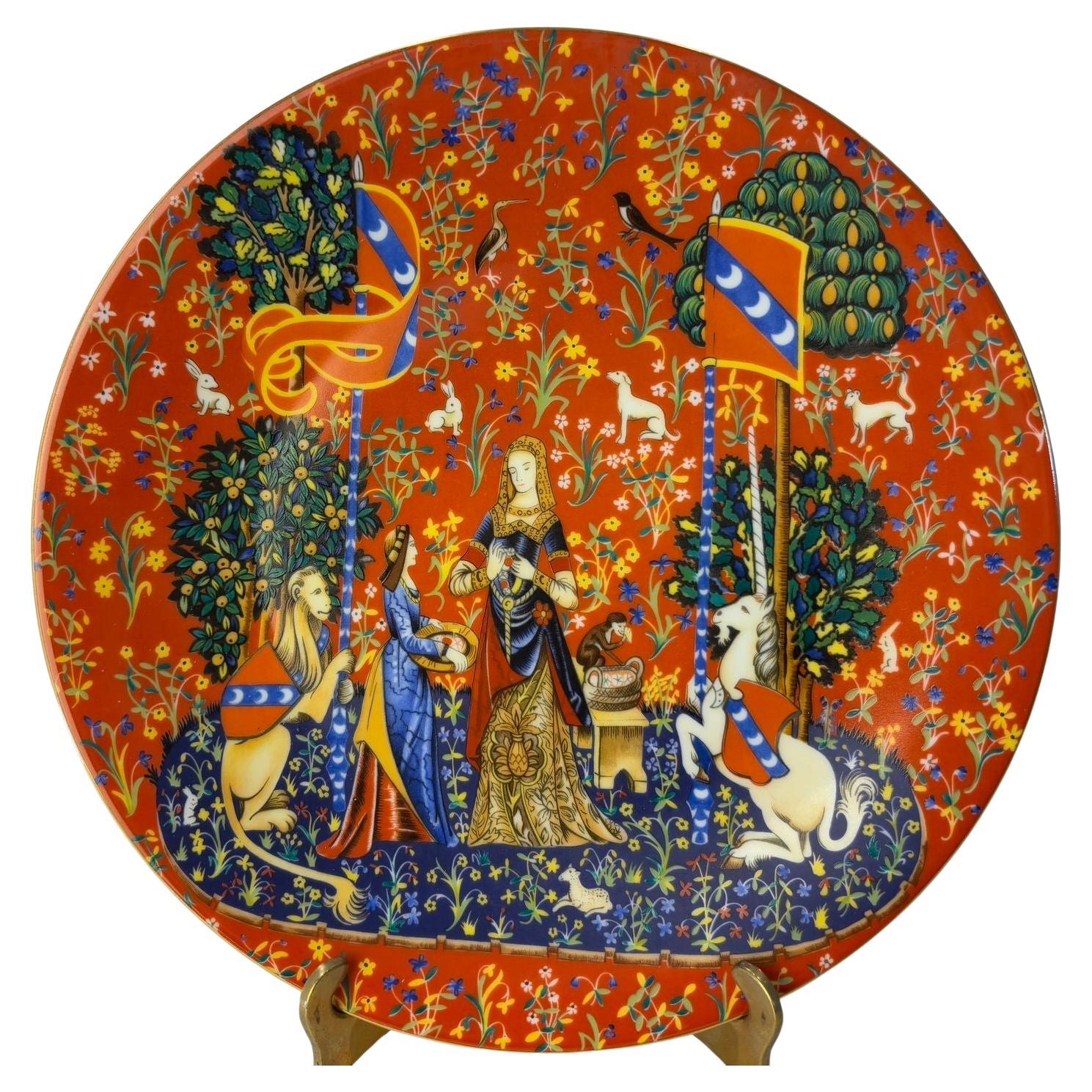 Haviland Limoges Francia Piatto decorativo La Chasse a La Licorne 1981 Edizione limitata.