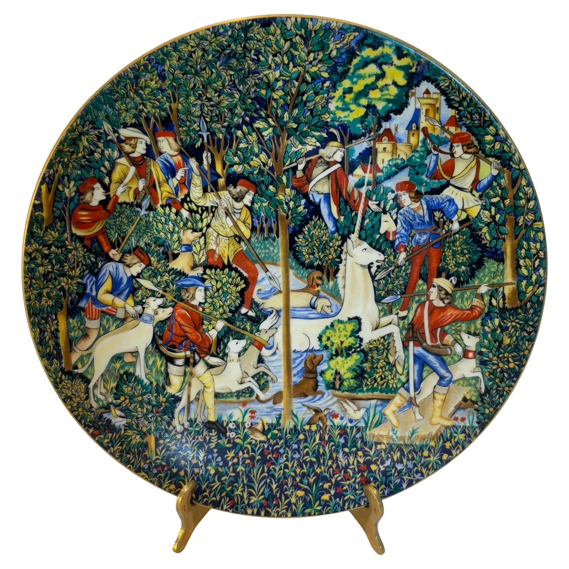 Haviland Limoges France La Chasse a La Licorne Piatto decorativo 1974 Edizione limitata.