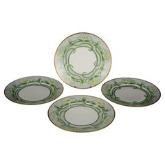 Haviland Limoges Platos de Porcelana Art Decó Pintados a Mano Lirios de Agua