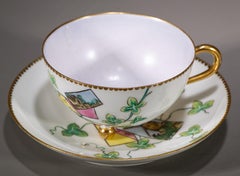 Haviland Limoges Hand Painted Porcelain Cup & Saucer, 1876-1886