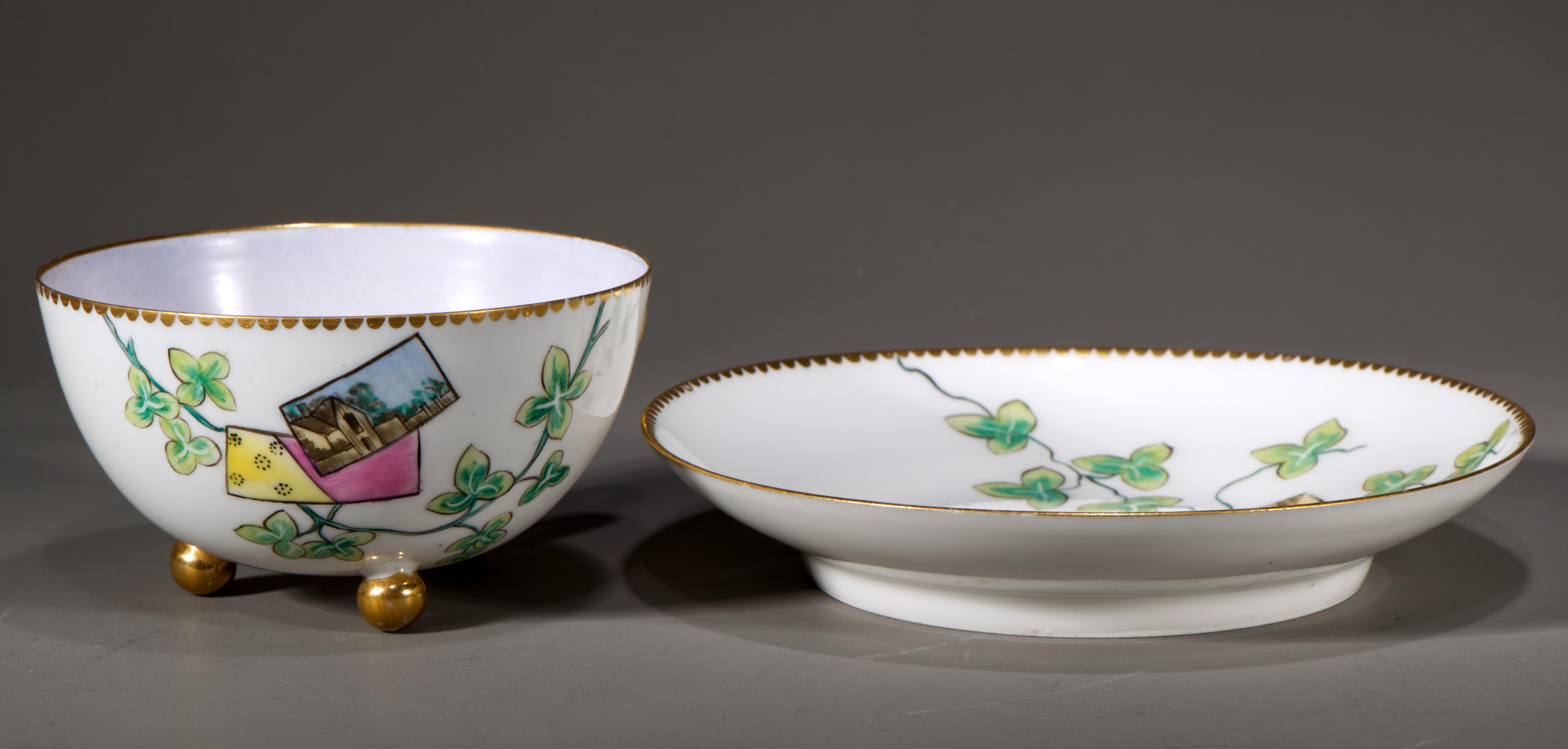 Haviland Limoges Hand gemalt Porzellan Tasse und Untertasse, 1876-1886 (Französisch) im Angebot