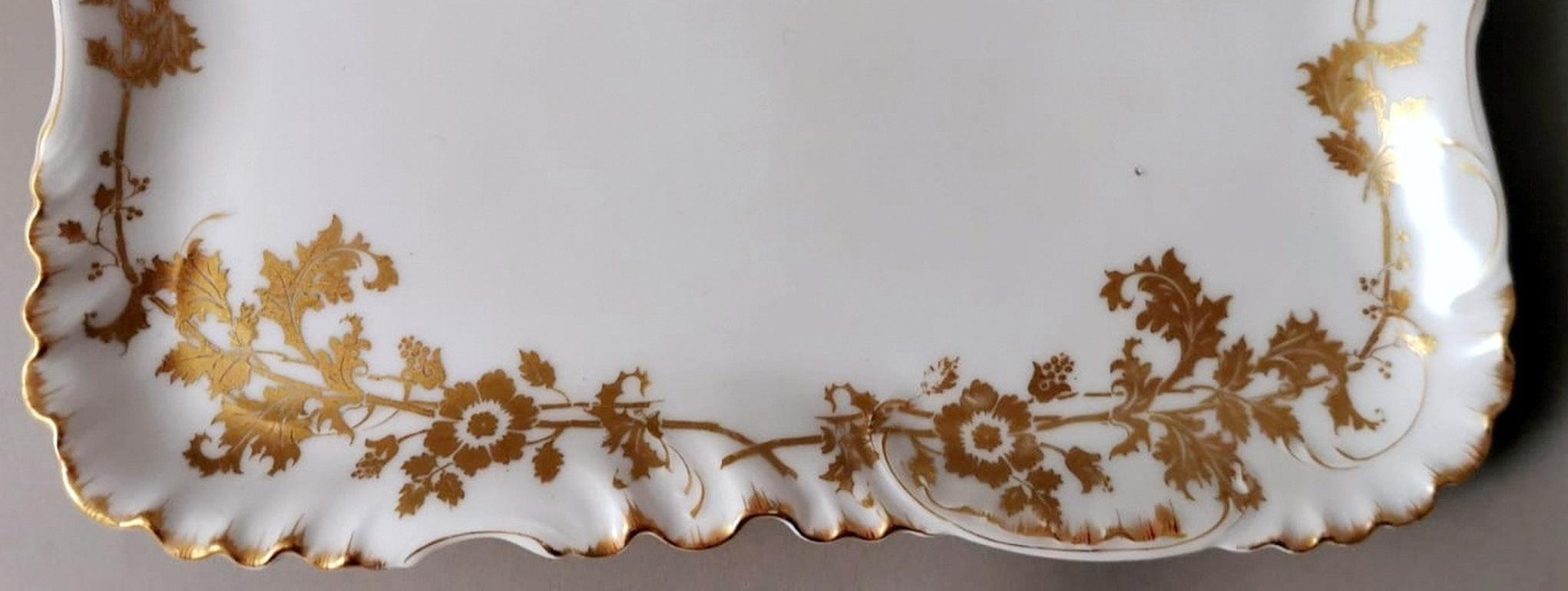 Haviland Limoges II° Pair of French Trays White Porcelain and Gold Decoration For Sale 6