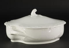 Haviland Limoges Oval Marseille Bowl with Cover, White Porcelain, 1894-1931