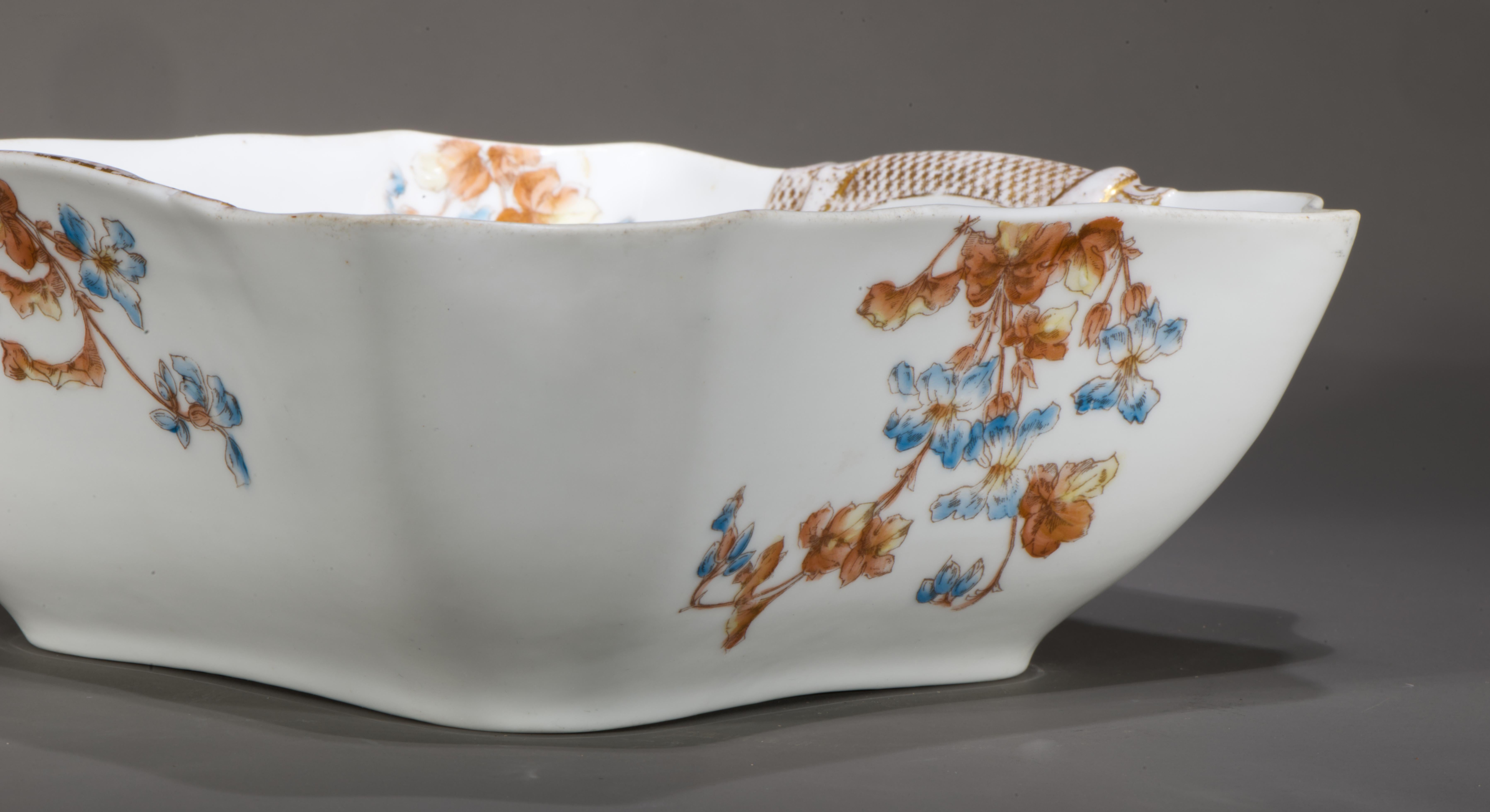 Haviland Limoges Porcelain Serving or Salad Bowl, Flowers, 1882-1891 For Sale 2