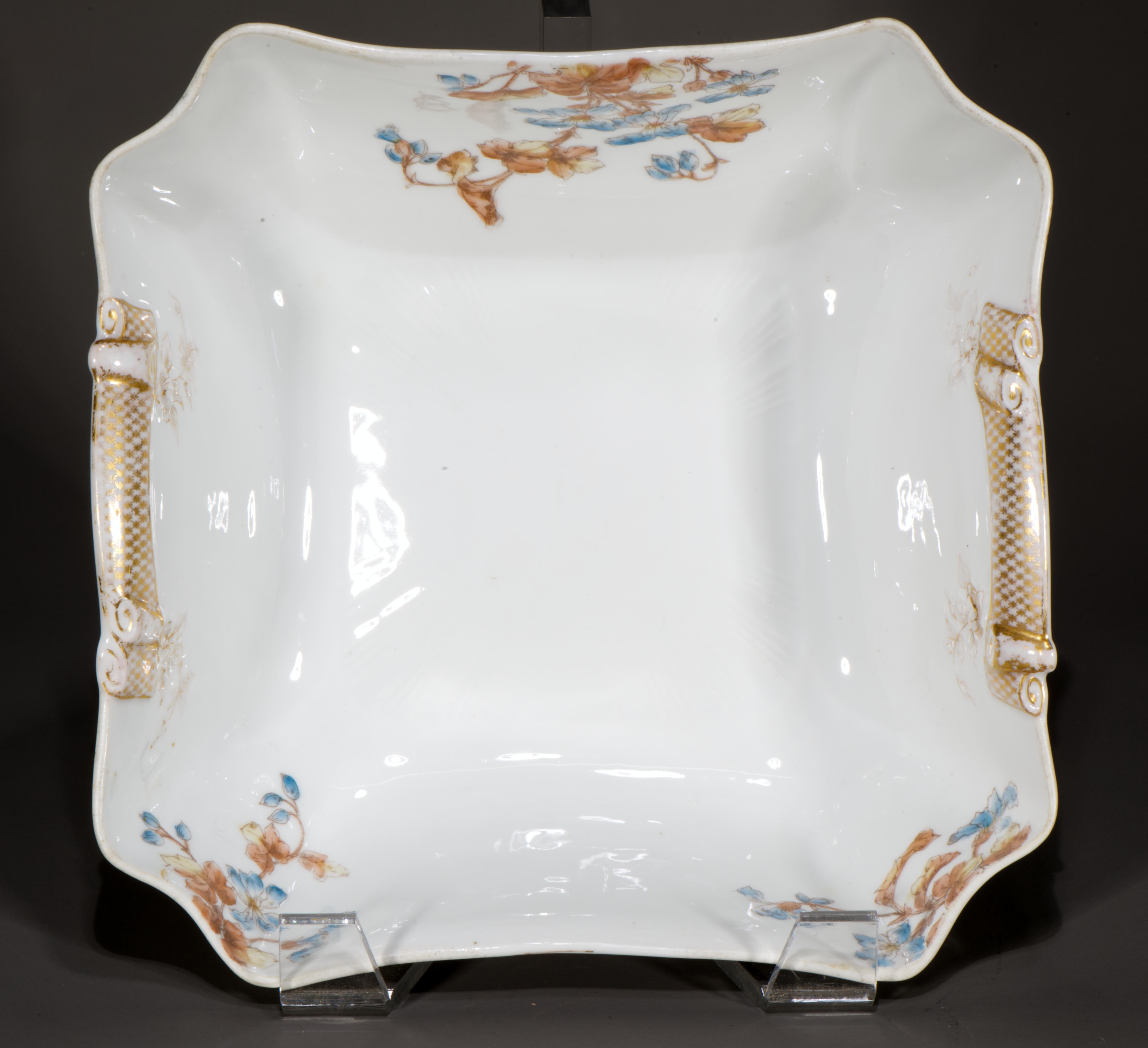 French Haviland Limoges Porcelain Serving or Salad Bowl, Flowers, 1882-1891 For Sale