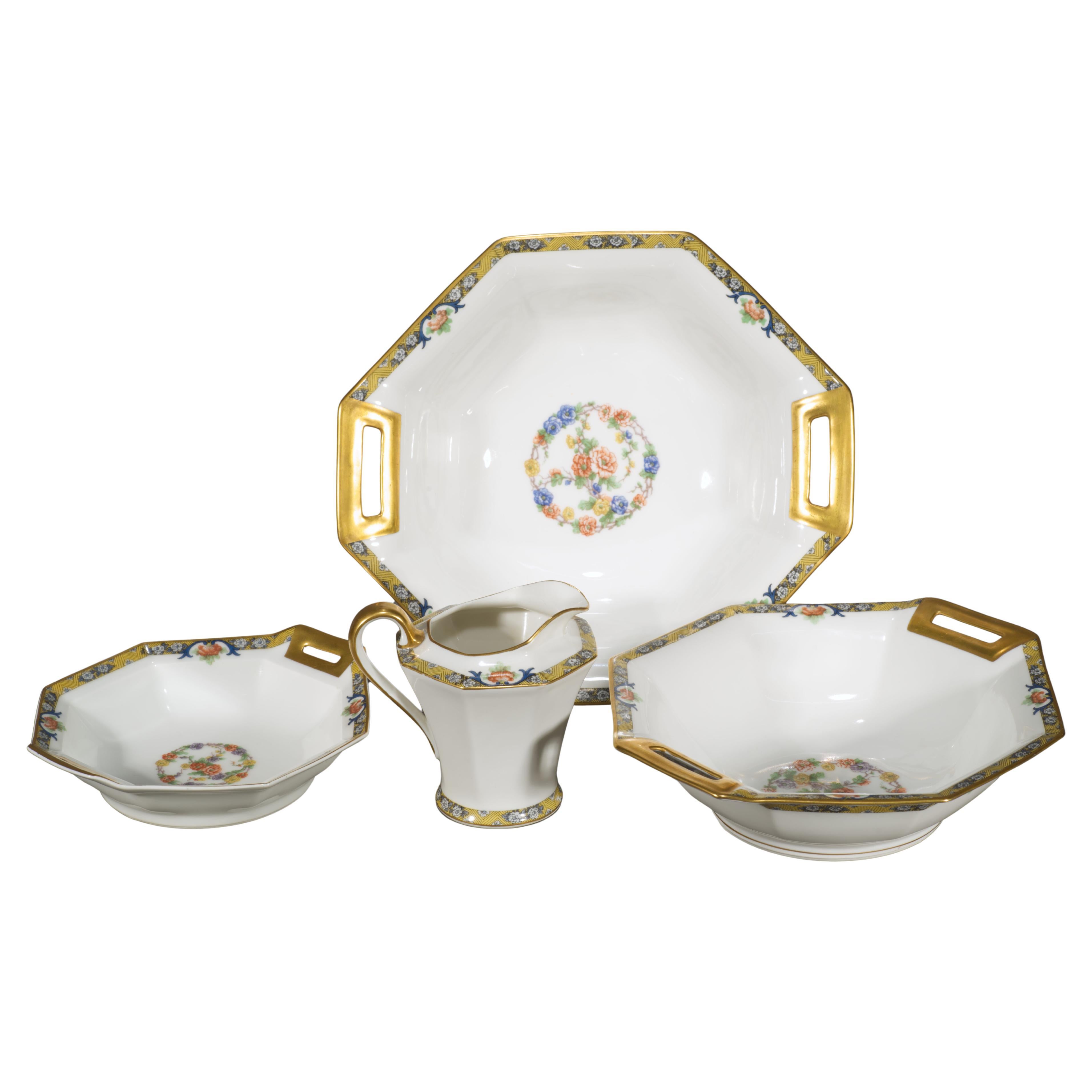 Haviland Limoges Porcelain Serving Set, Art Deco Mogul Pattern, 1920-1936