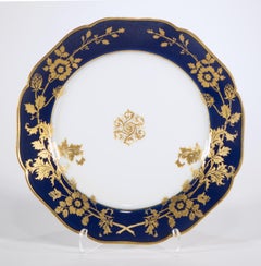 Haviland Limoges Porcelain Set of 7 Plates, Cobalt Blue and Gold, 1887