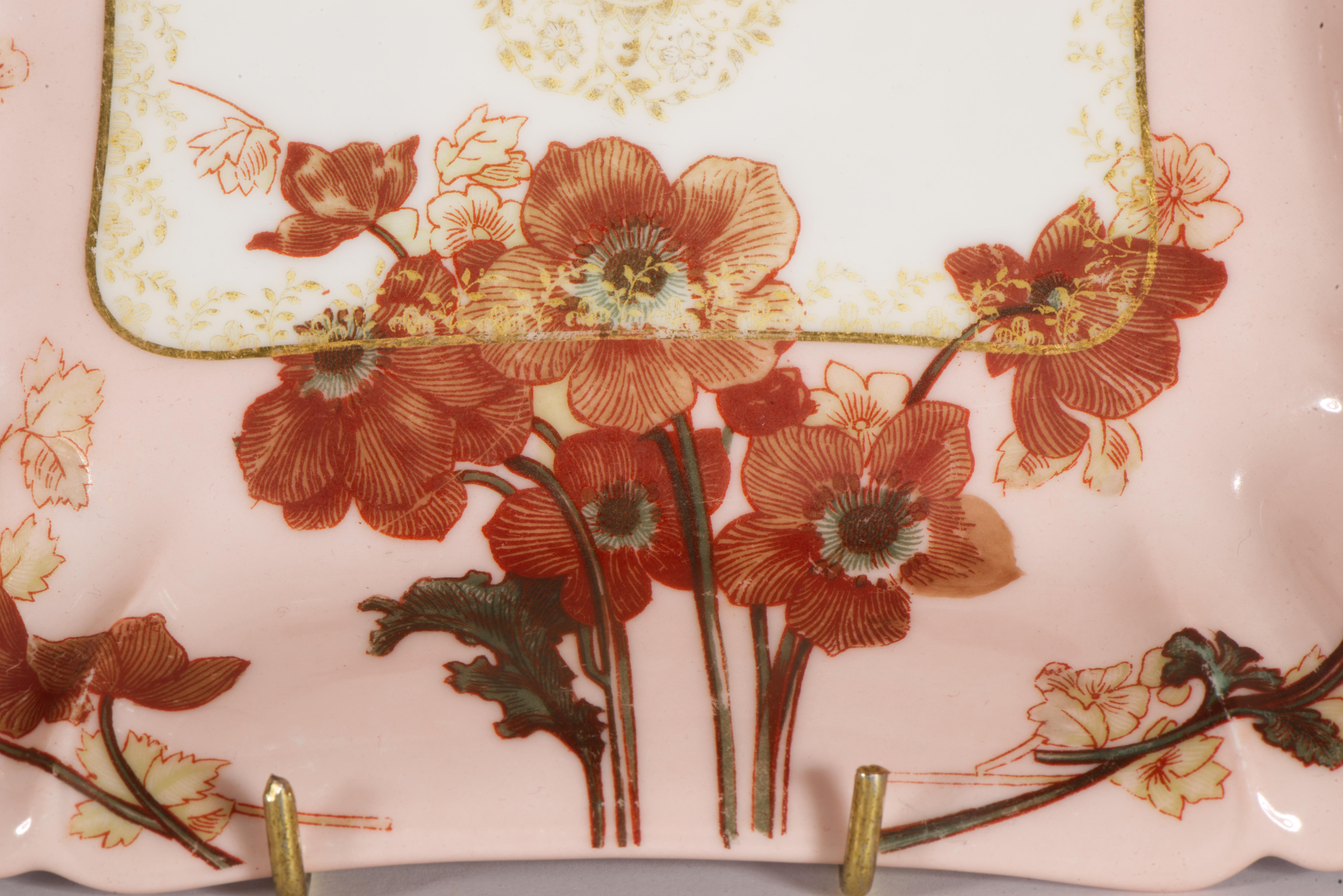 Haviland Limoges Porzellan Tablett oder Schale Dammouse Blumendekor, 1876-1889 im Angebot 2