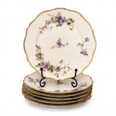 Haviland Limoges – Brot- und Butterteller mit violettem Blumenmuster, Frankreich, 1930