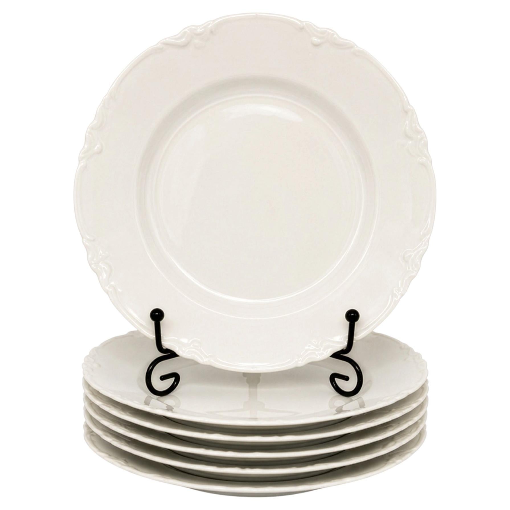 Haviland Limoges Ranson Set of 6 Antique White Porcelain Dinner Plates