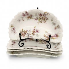 Haviland Limoges Rose Floral Scalloped Porcelain Dishes Set of Four