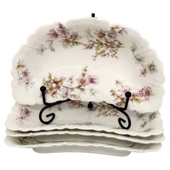Haviland Limoges Rose Floral Scalloped Porcelain Dishes Set of Four