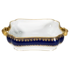 Haviland Limoges Serving Bowl with Handles, Cobalt Blue and Gold, 1887