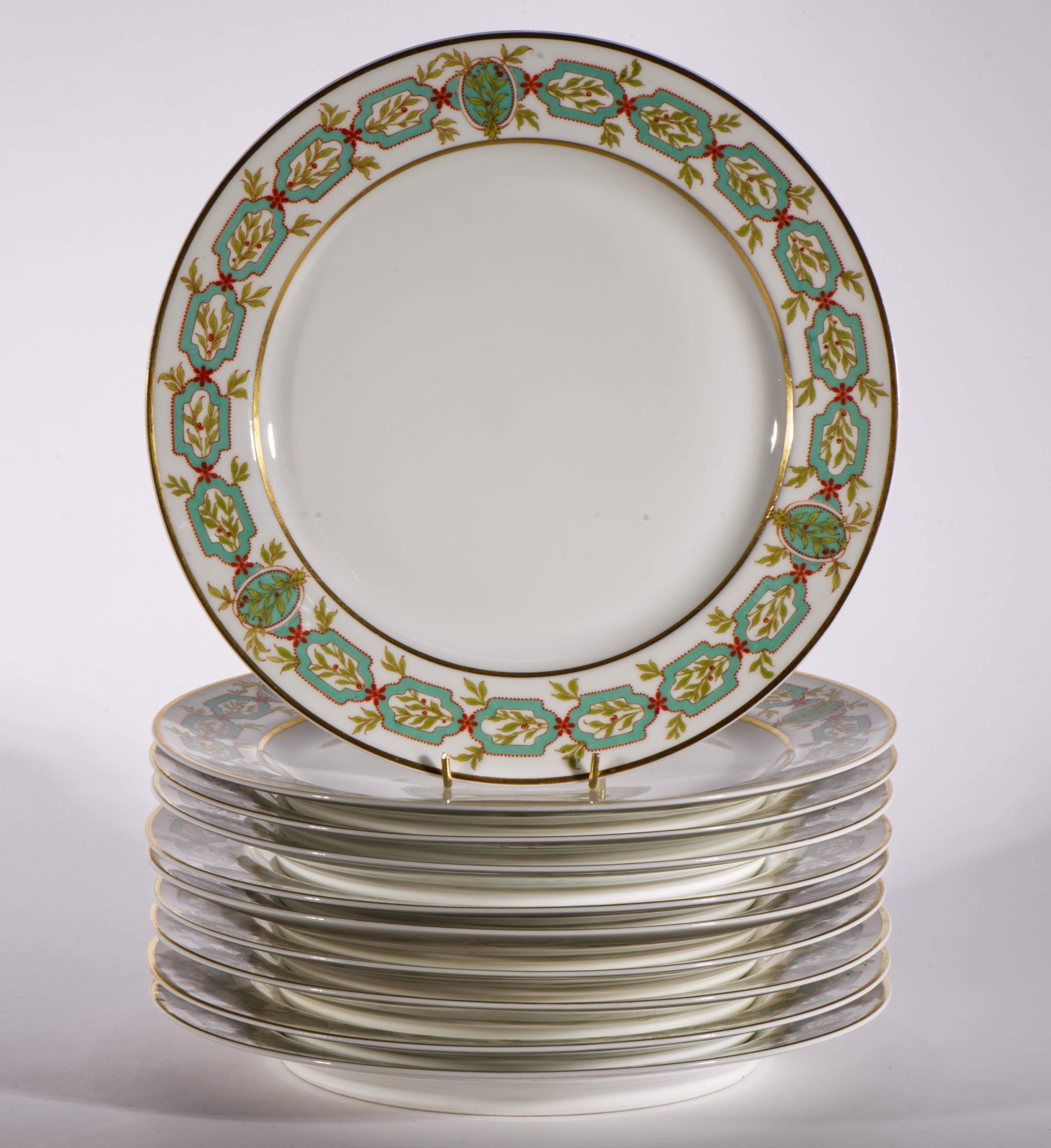 Haviland Limoges Juego de 10 platos de porcelana Decoración de guirnaldas, 1894-1931 en venta 2