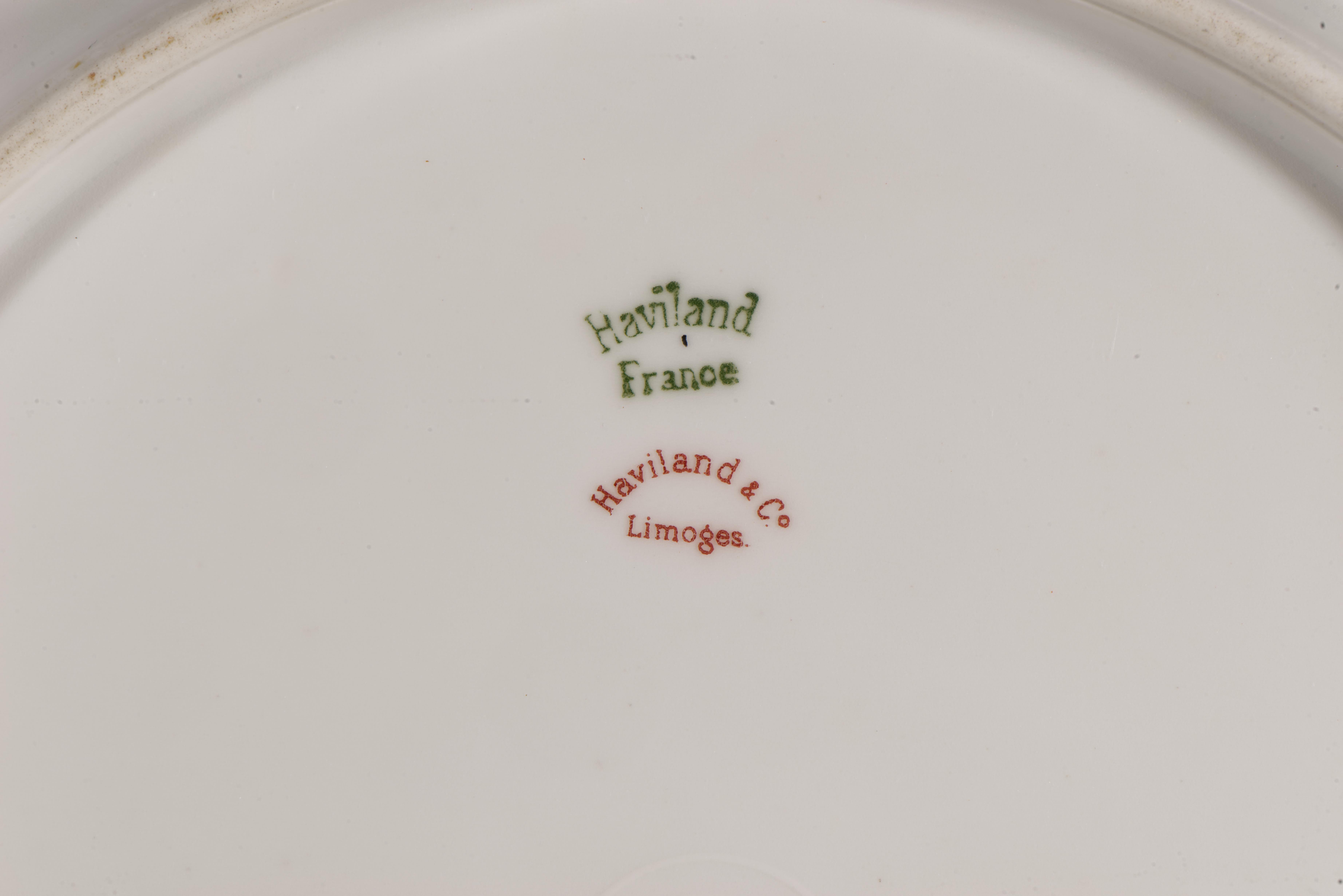 Haviland Limoges Juego de 10 platos de porcelana Decoración de guirnaldas, 1894-1931 en Bueno estado para la venta en Clifton Springs, NY
