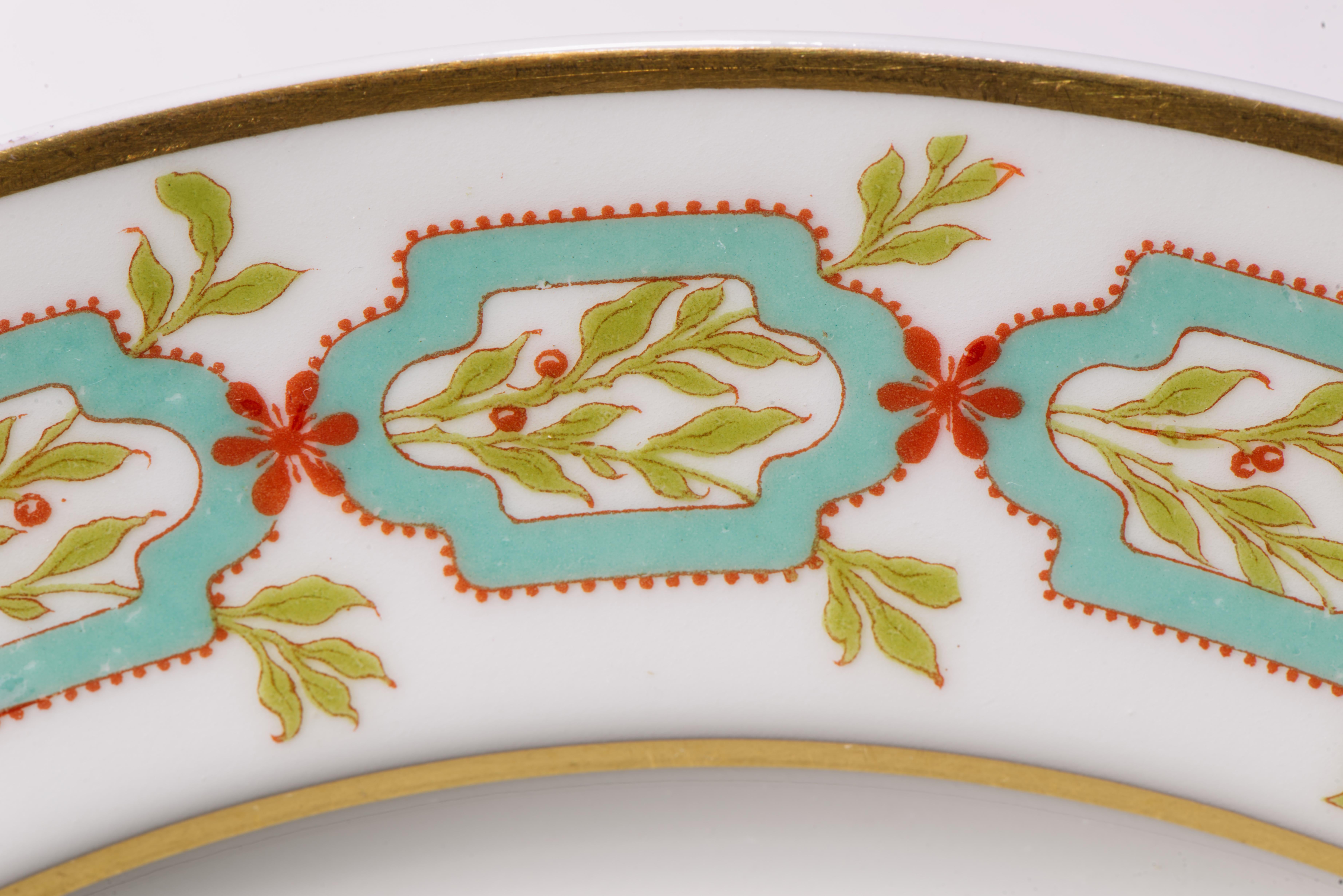 Haviland Limoges Juego de 10 platos de porcelana Decoración de guirnaldas, 1894-1931 Oro en venta