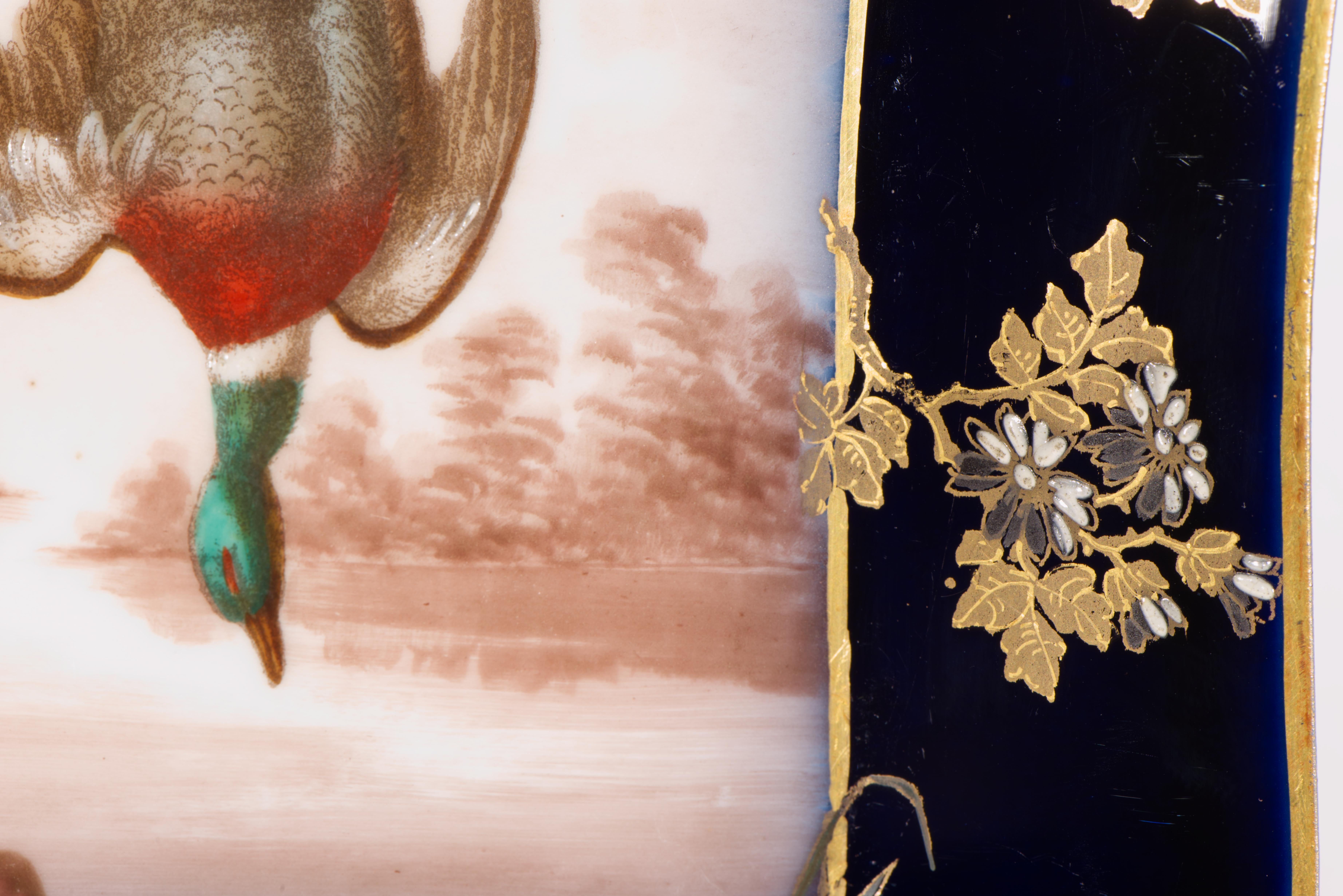 Haviland Limoges Set of 3 Porcelain Game Bird Plates, Cobalt Blue & Gold 1882-91 For Sale 8