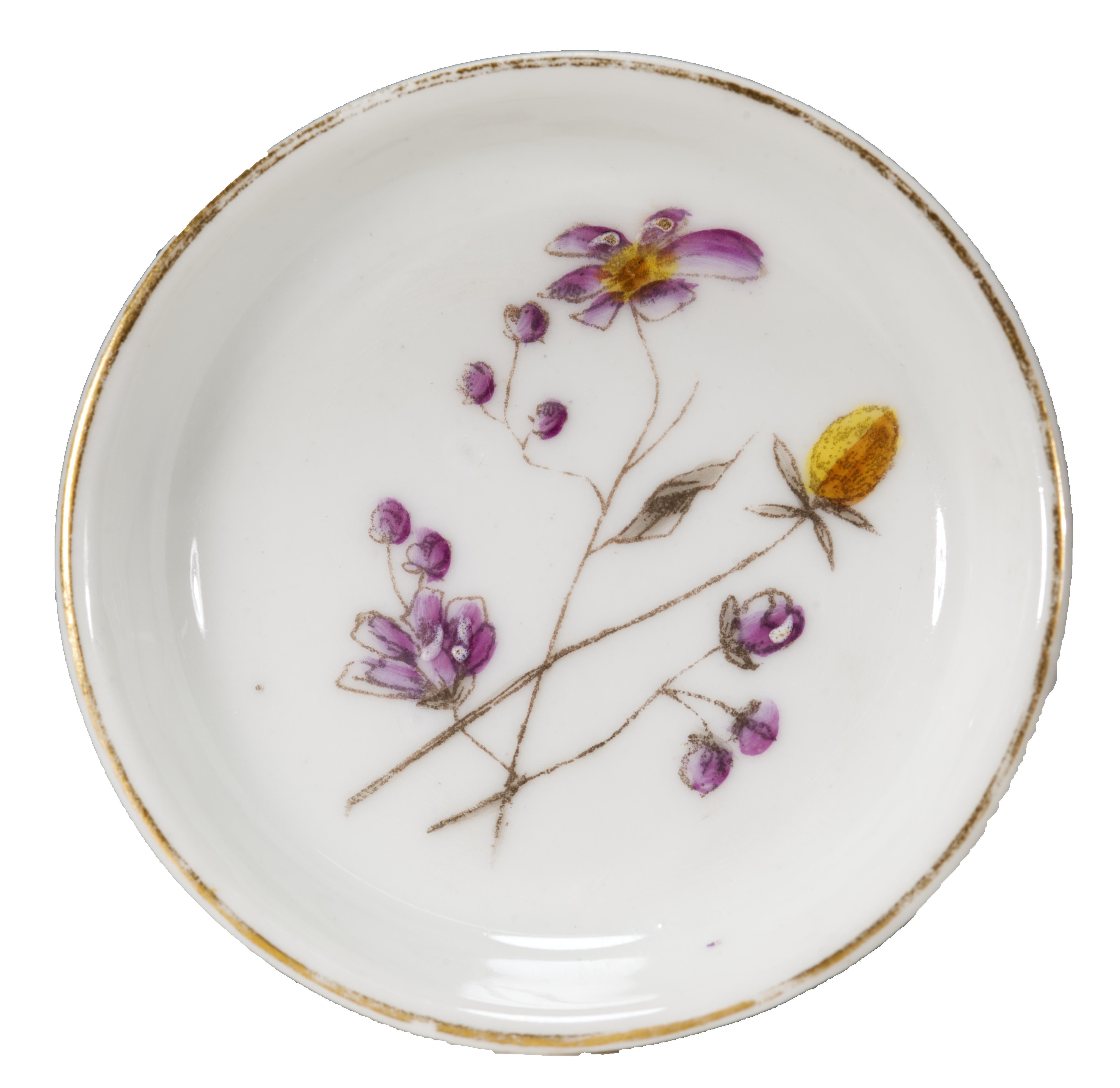 Victorian Haviland Limoges Set of 7 Antique Porcelain Butter Pats Floral Decor, 1868-1890 For Sale