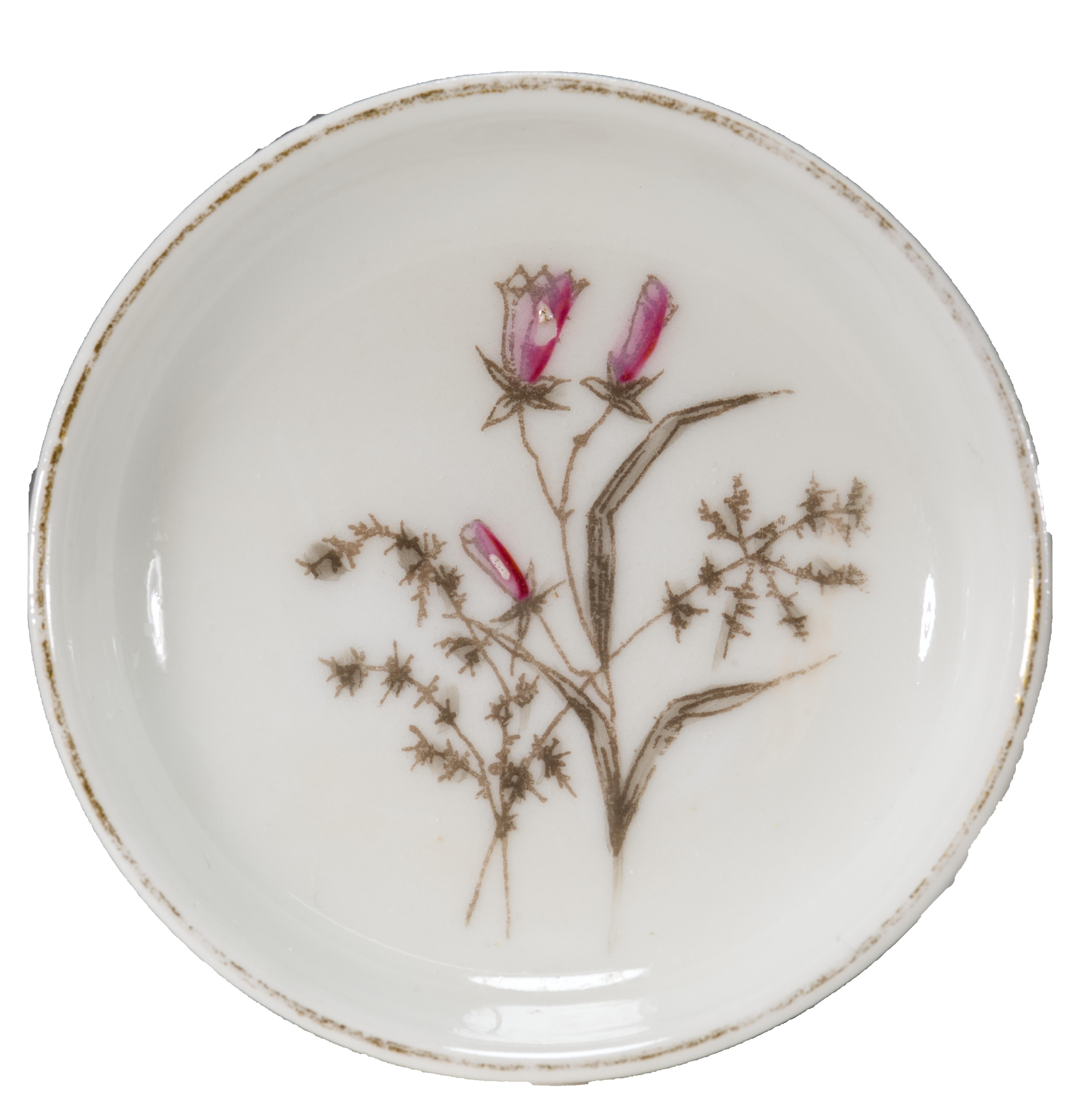 French Haviland Limoges Set of 7 Antique Porcelain Butter Pats Floral Decor, 1868-1890 For Sale