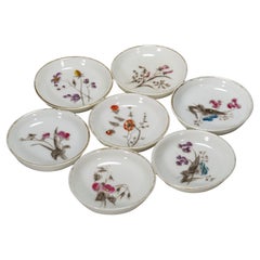 Haviland Limoges Set of 7 Antique Porcelain Butter Pats Floral Decor, 1868-1890
