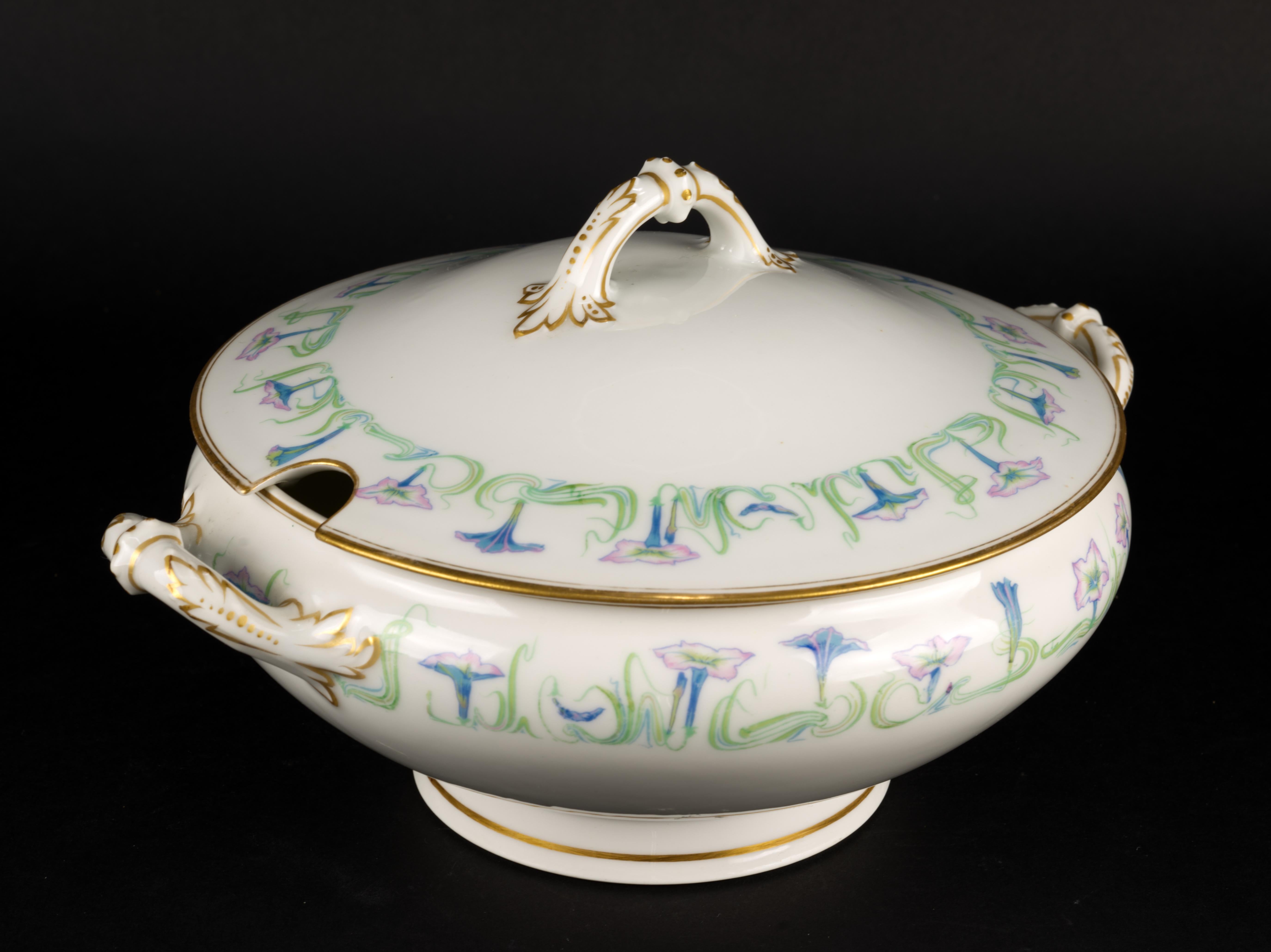 Soupière Schleiger 491, porcelaine Art déco Haviland Limoges 1894-1931 en vente 1