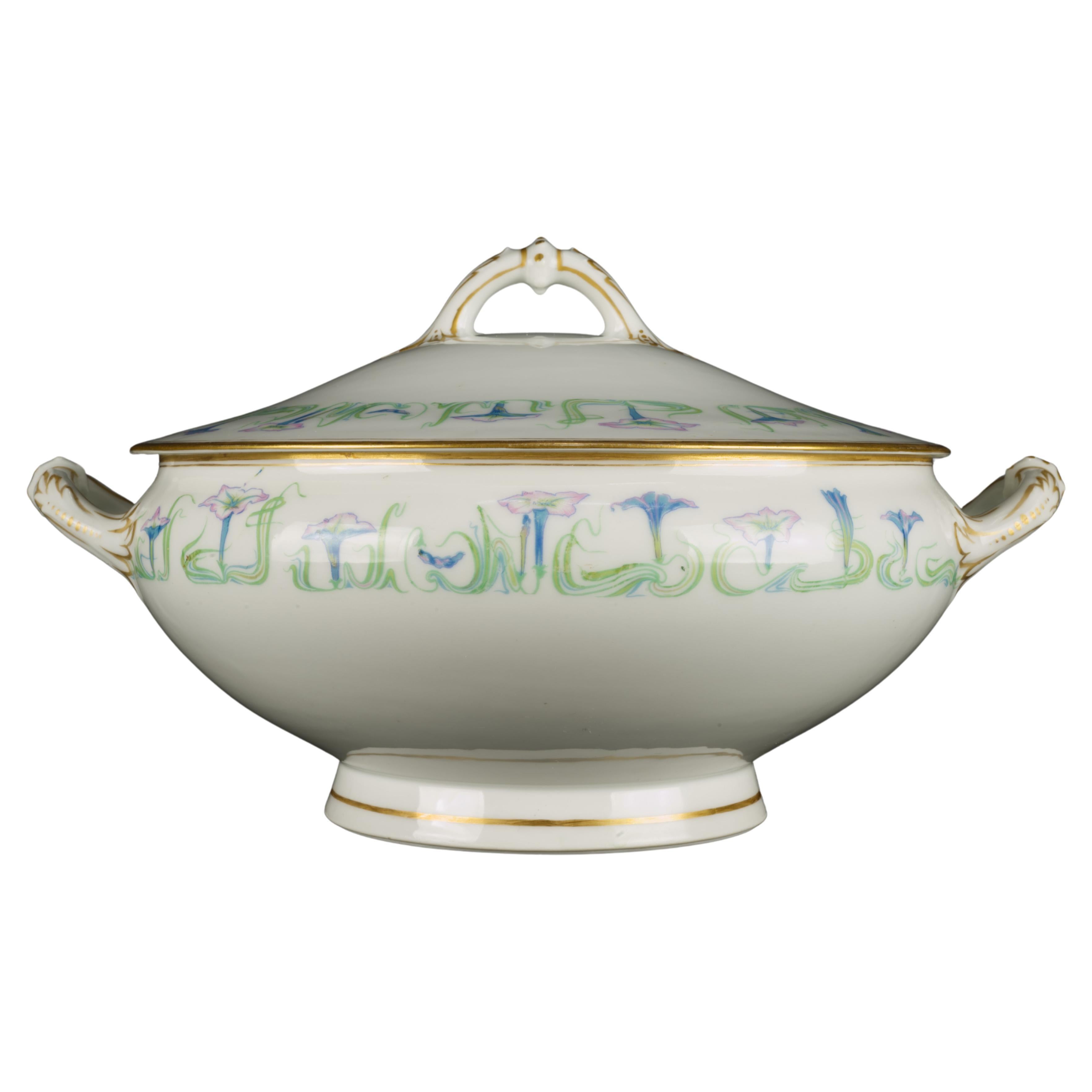Haviland Limoges Soup Tureen Schleiger 491, Art Deco Porcelain 1894-1931 For Sale