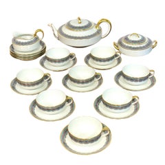 Servizio da tè Haviland Limoges con oro 24k e fregio orientalista, c.C.