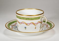 Haviland Limoges Vieux Paris Green Set of Cup and Saucer