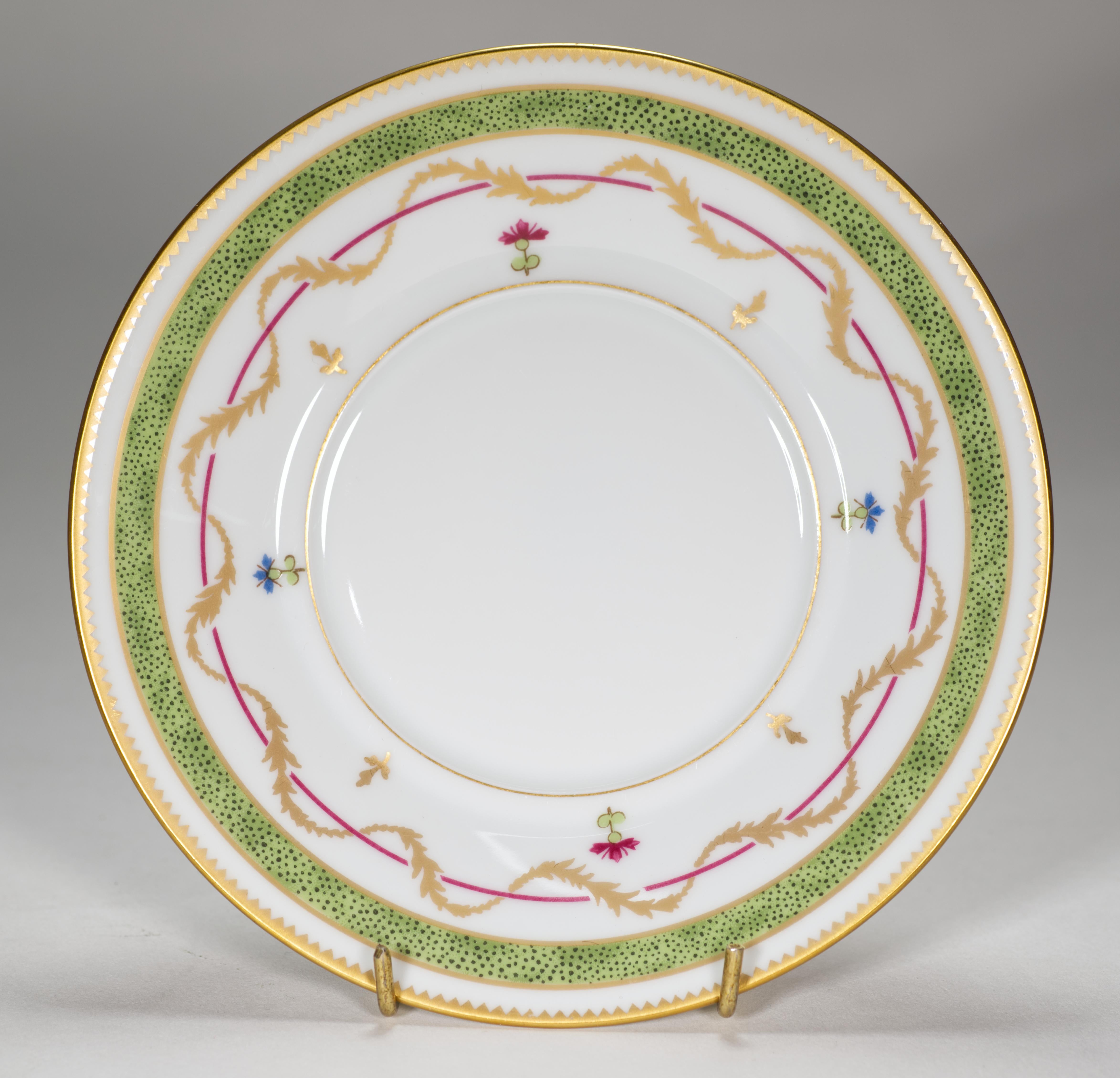 Hand-Crafted Haviland Limoges Vieux Paris Green Set of Cup and Saucer For Sale