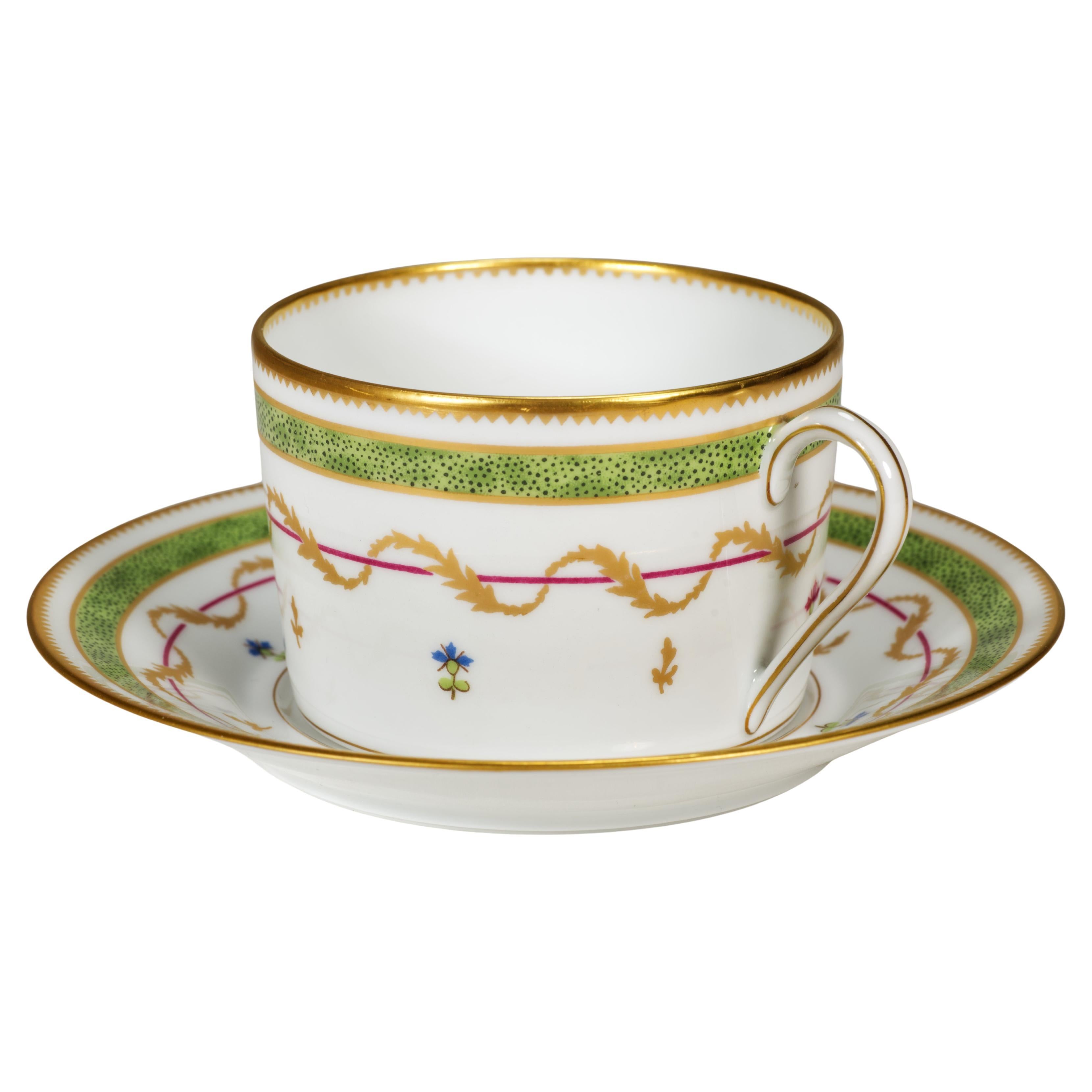 Haviland Limoges Vieux Paris Green Set of Cup and Saucer