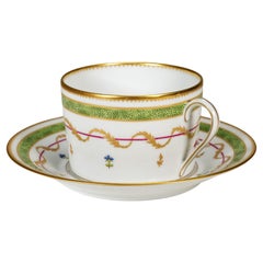 Haviland Limoges Vieux Paris Green Set of Cup and Saucer